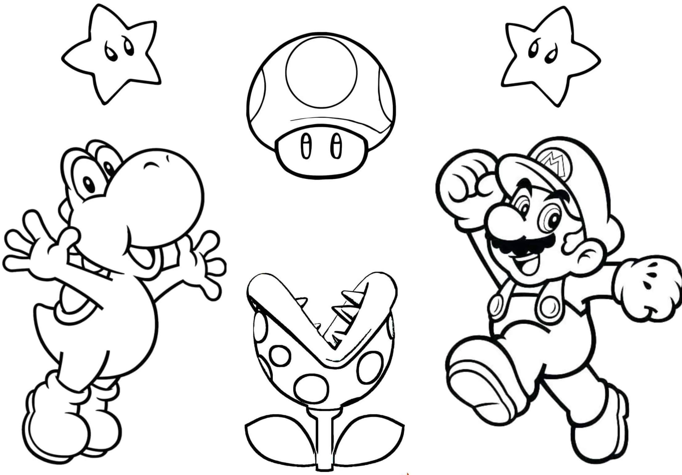 Coloriage Super Mario Bros Avec Yoshi - Mario bros à imprimer