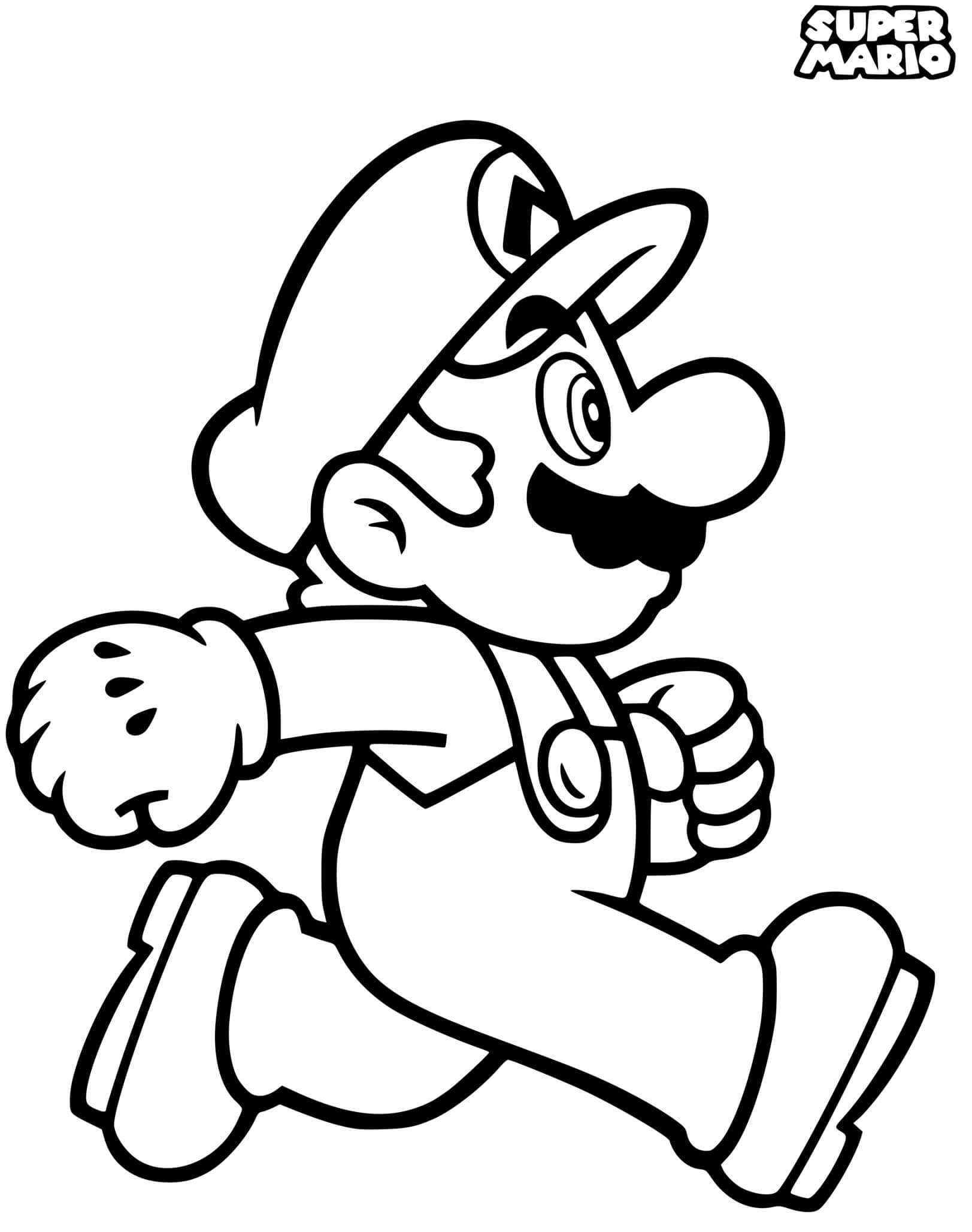 Coloriage Super Mario Bros Classic - Mario à imprimer