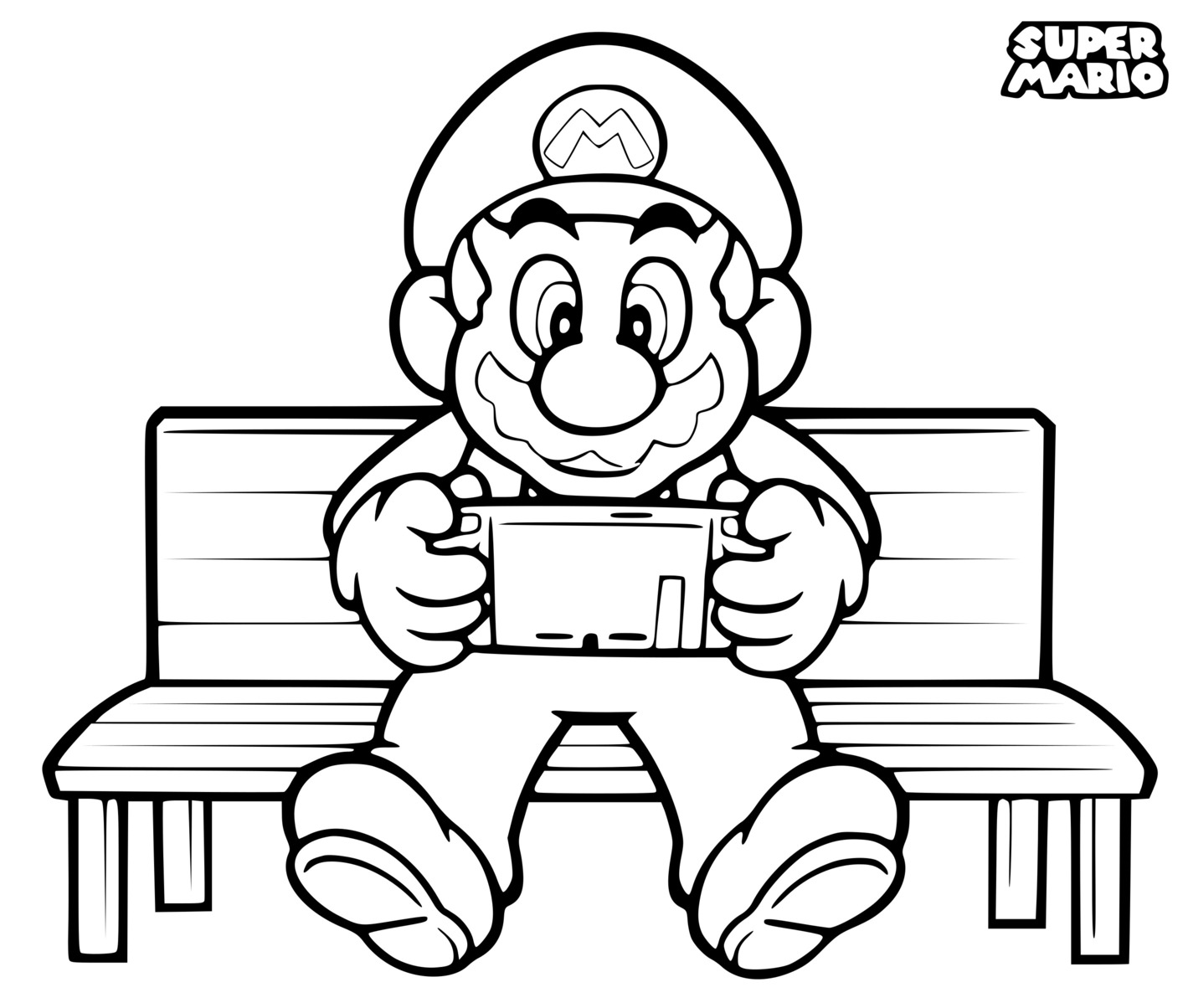 Coloriage Super Mario Bros Joue A La Nintendo Switch - Mario à imprimer