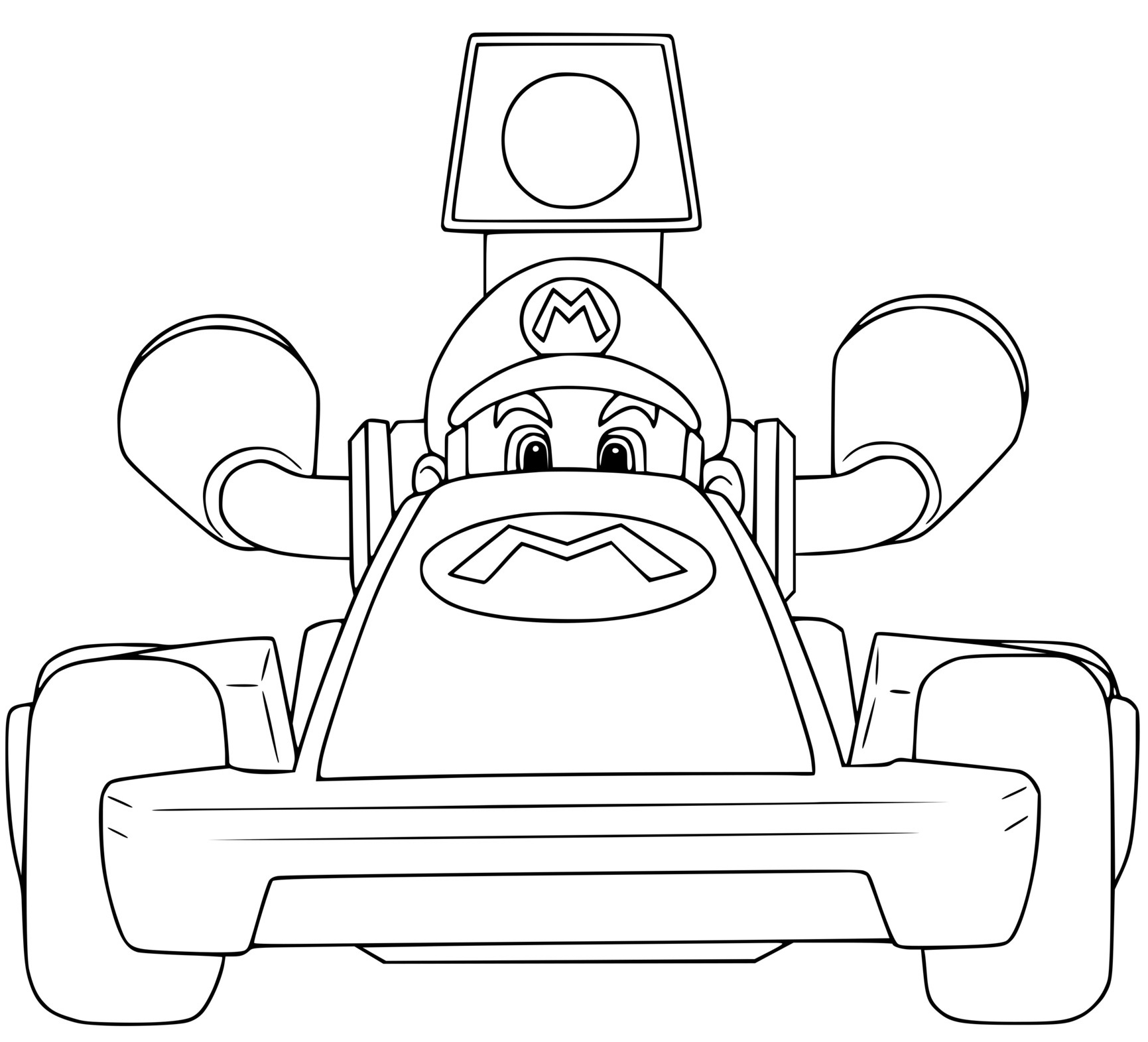 Coloriage Super Mario Bros Kart Voiture Rapide - Mario kart à imprimer