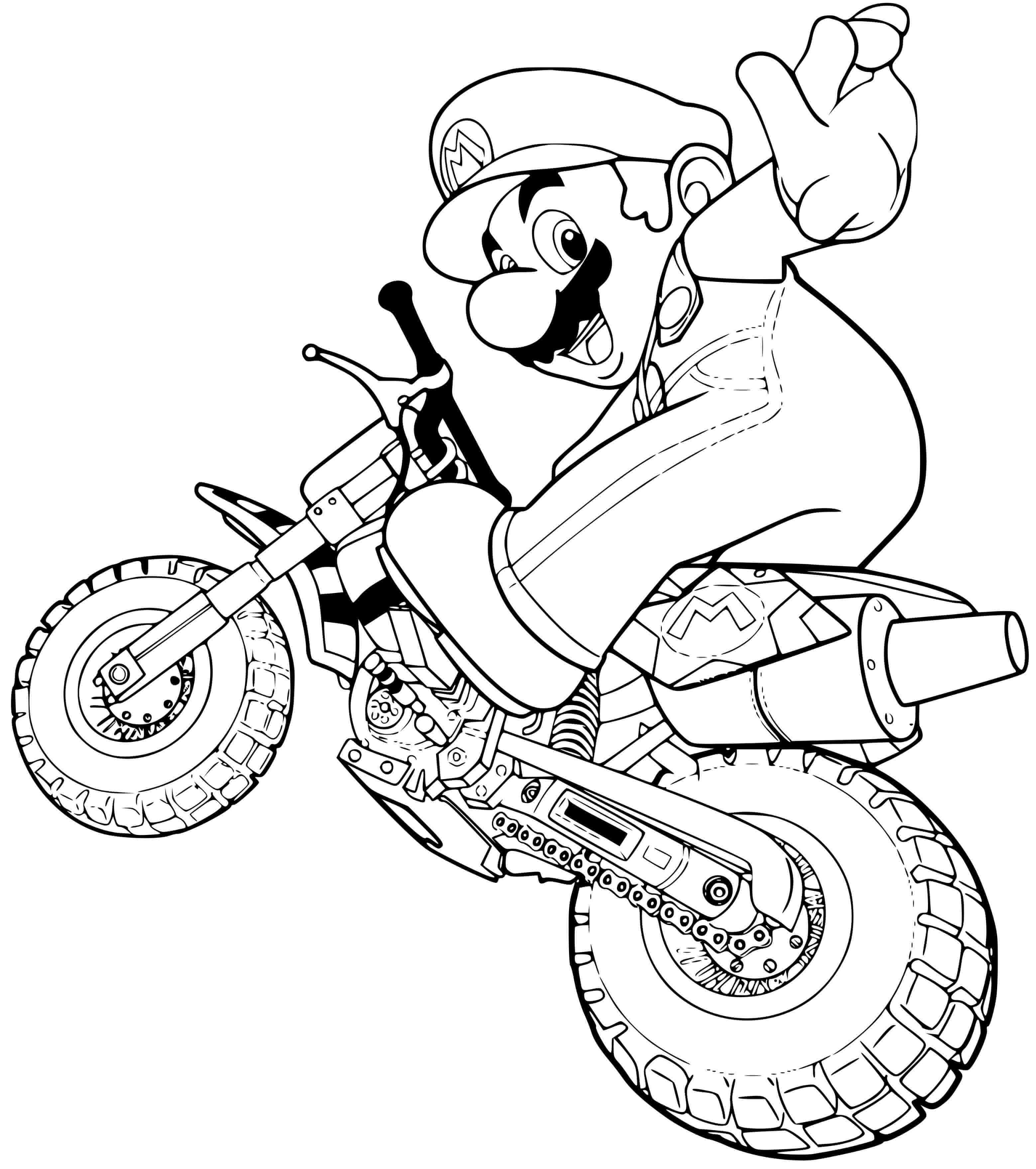 Coloriage Super Mario Bros Moto Lego - Mario bros à imprimer