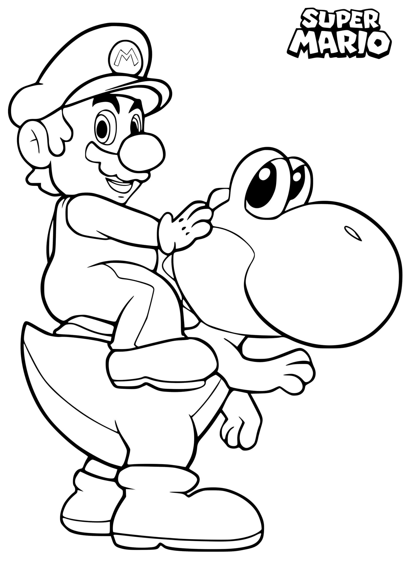 Coloriage Super Mario Et Yoshi Les Meilleurs Amis - Mario à imprimer