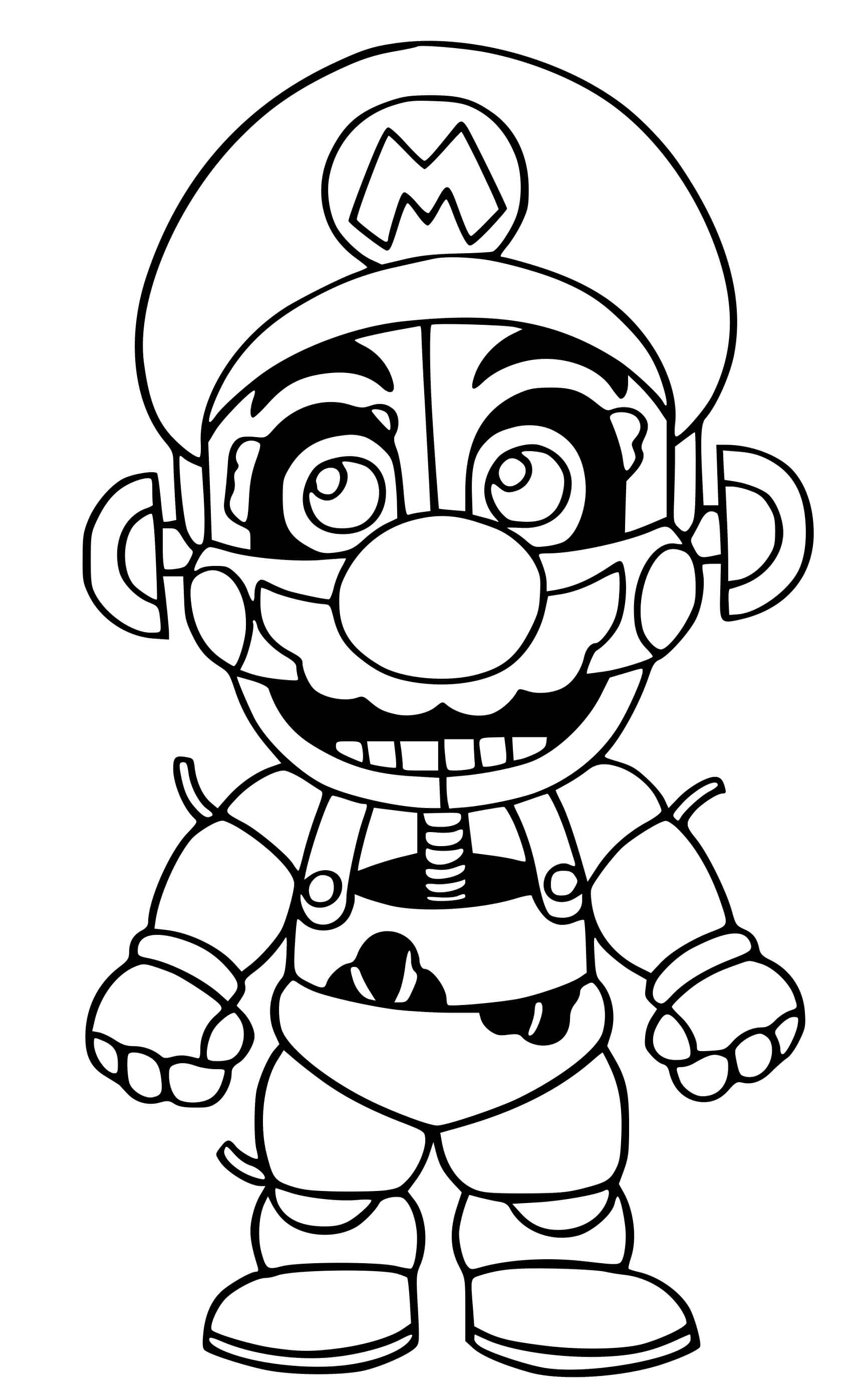 Coloriage Super Mario Five Nights Fnaf - Mario à imprimer