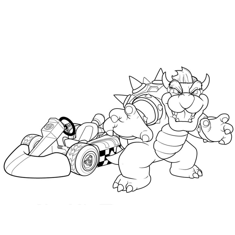 Coloriage Super Mario Kart - Mario à imprimer