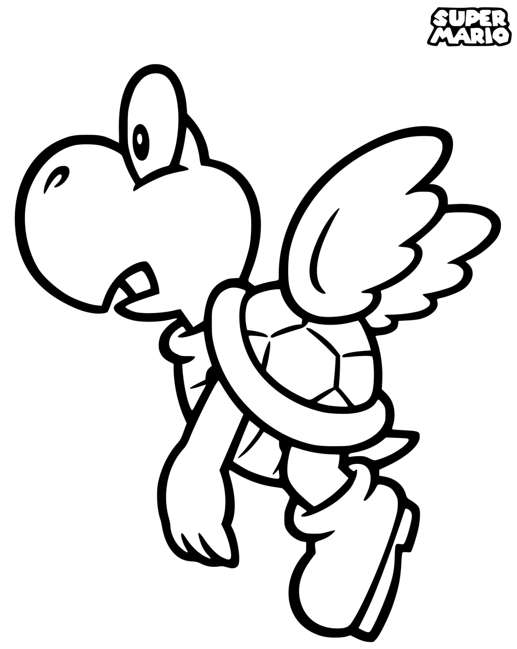 Coloriage Super Mario Koopa Paratroopa - Mario à imprimer