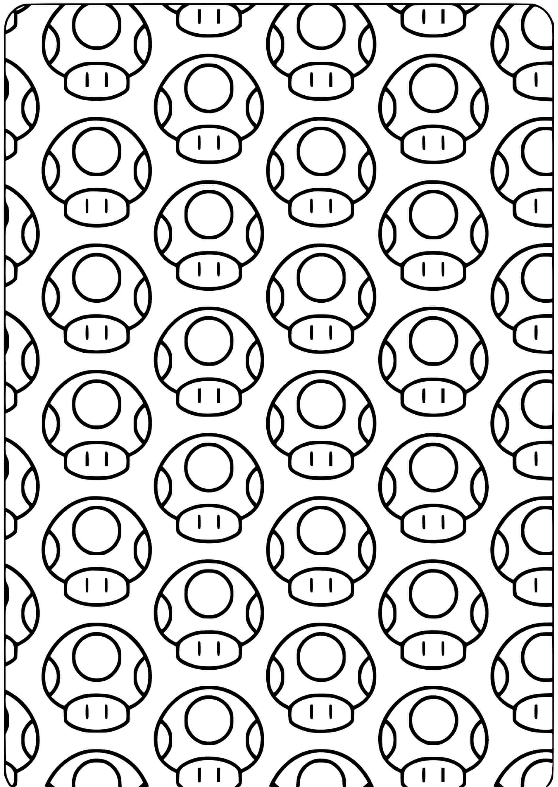 Coloriage Super Mario Mushroom Pattern - Mario à imprimer