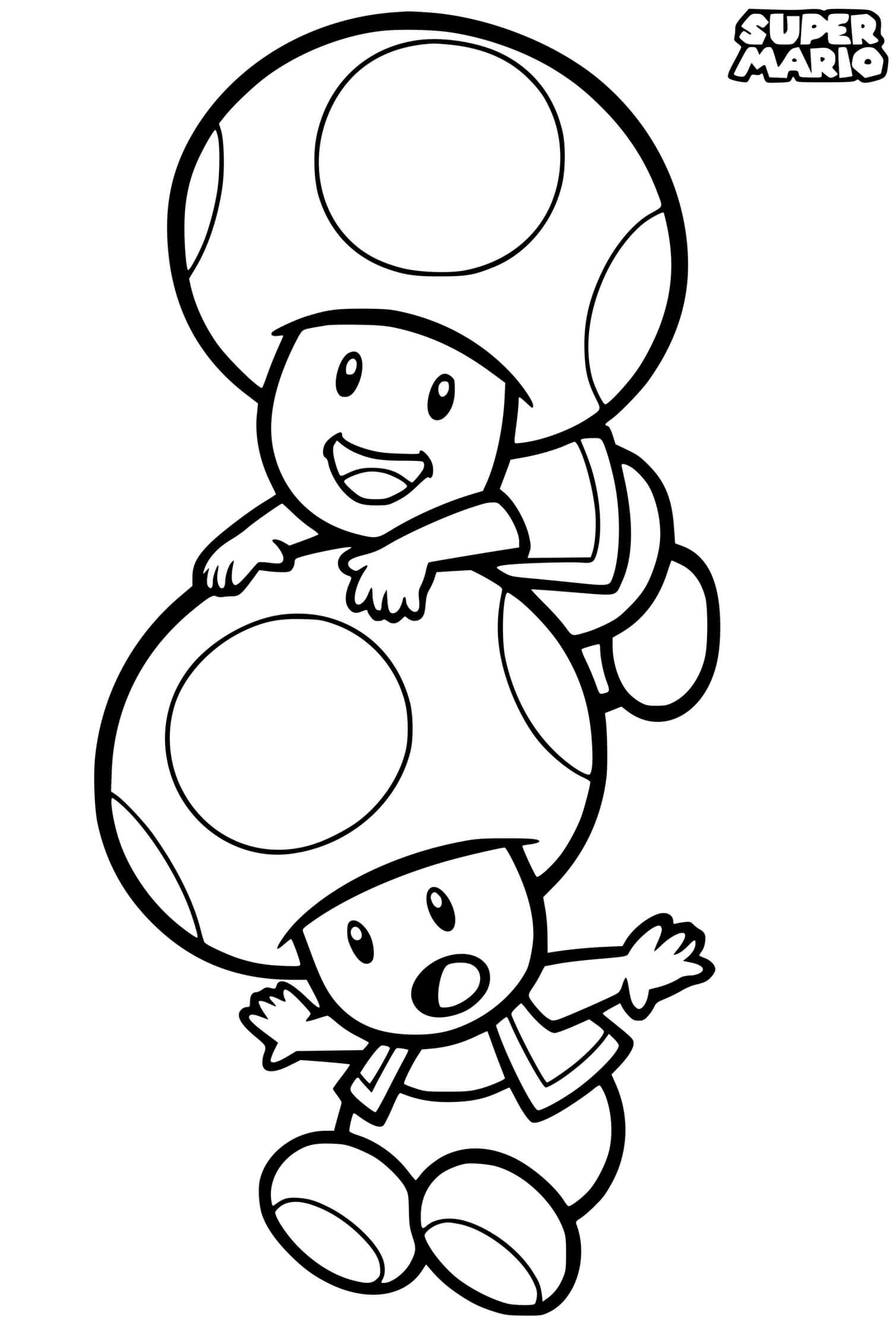 Coloriage Super Mario Mushroom People Toad - Mario à imprimer