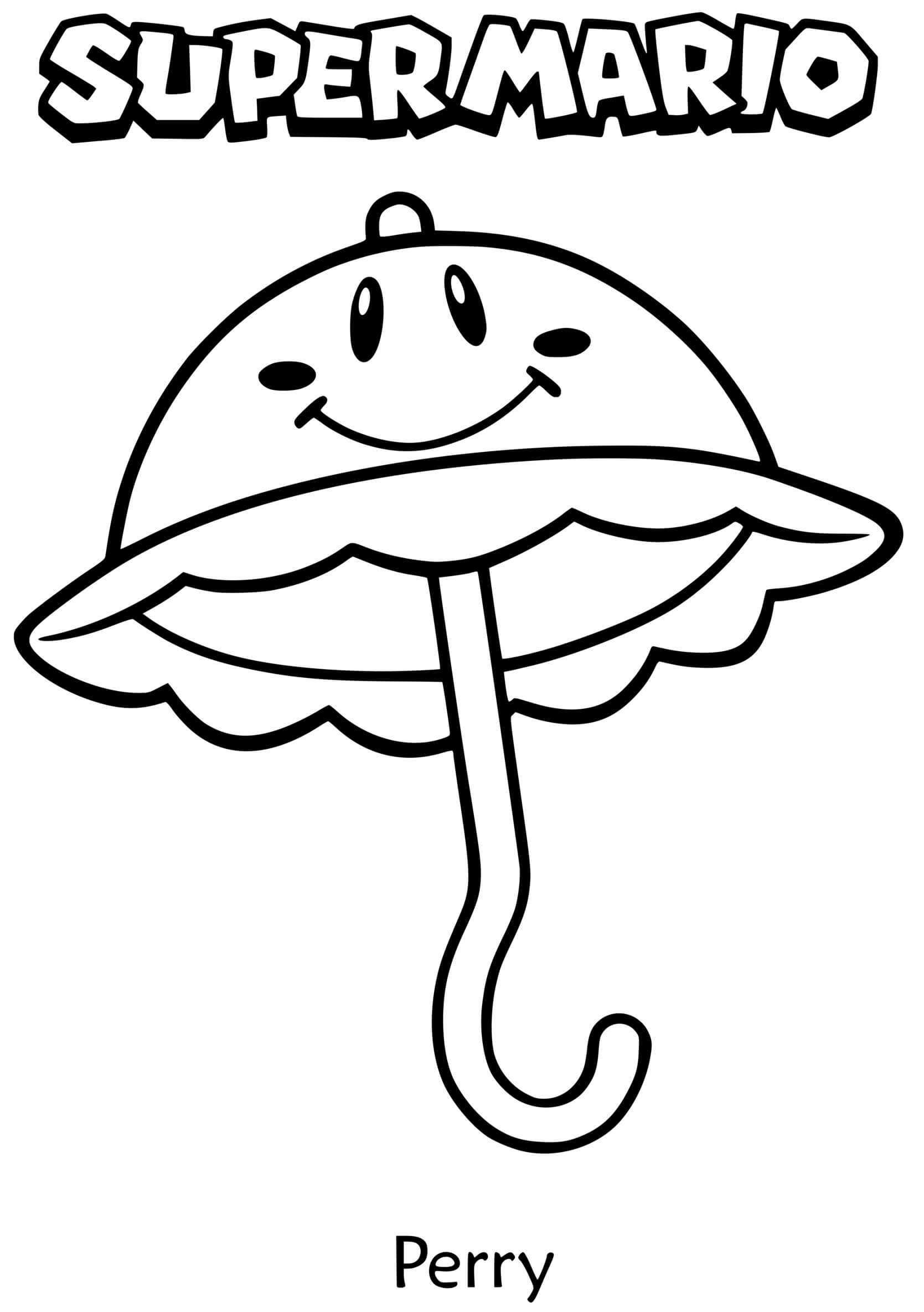 Coloriage Super Mario Perry Magical Talking Parasol - Mario à imprimer