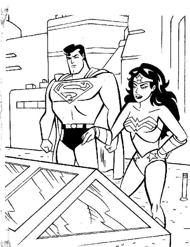 Coloriage Supergirl Wonder Woman Avec Superman - Wonder woman à imprimer
