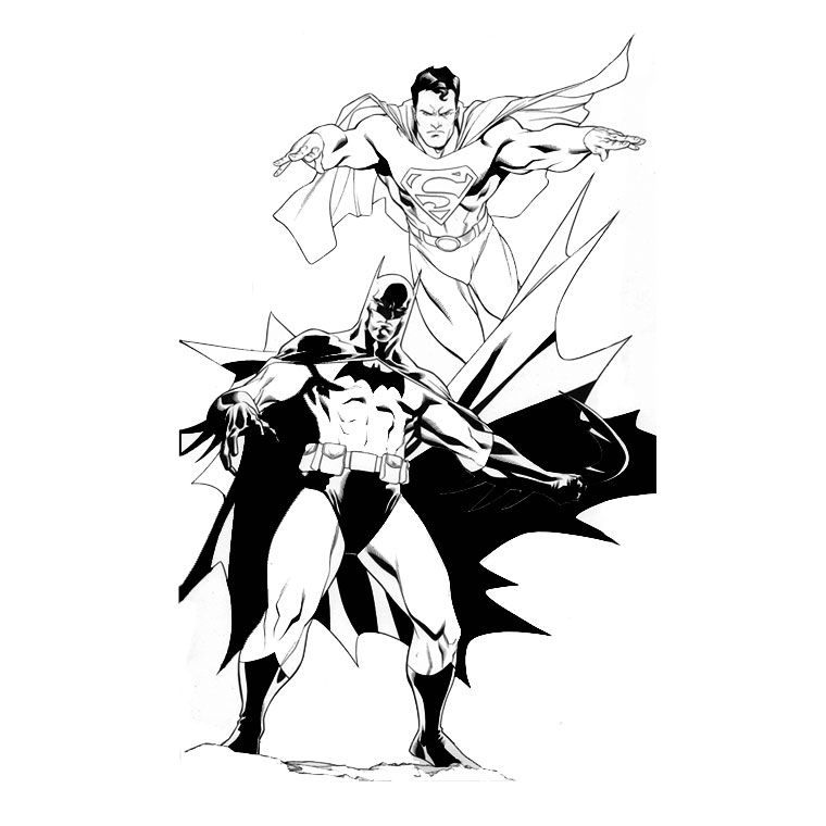 Coloriage Superman Batman - Batman à imprimer