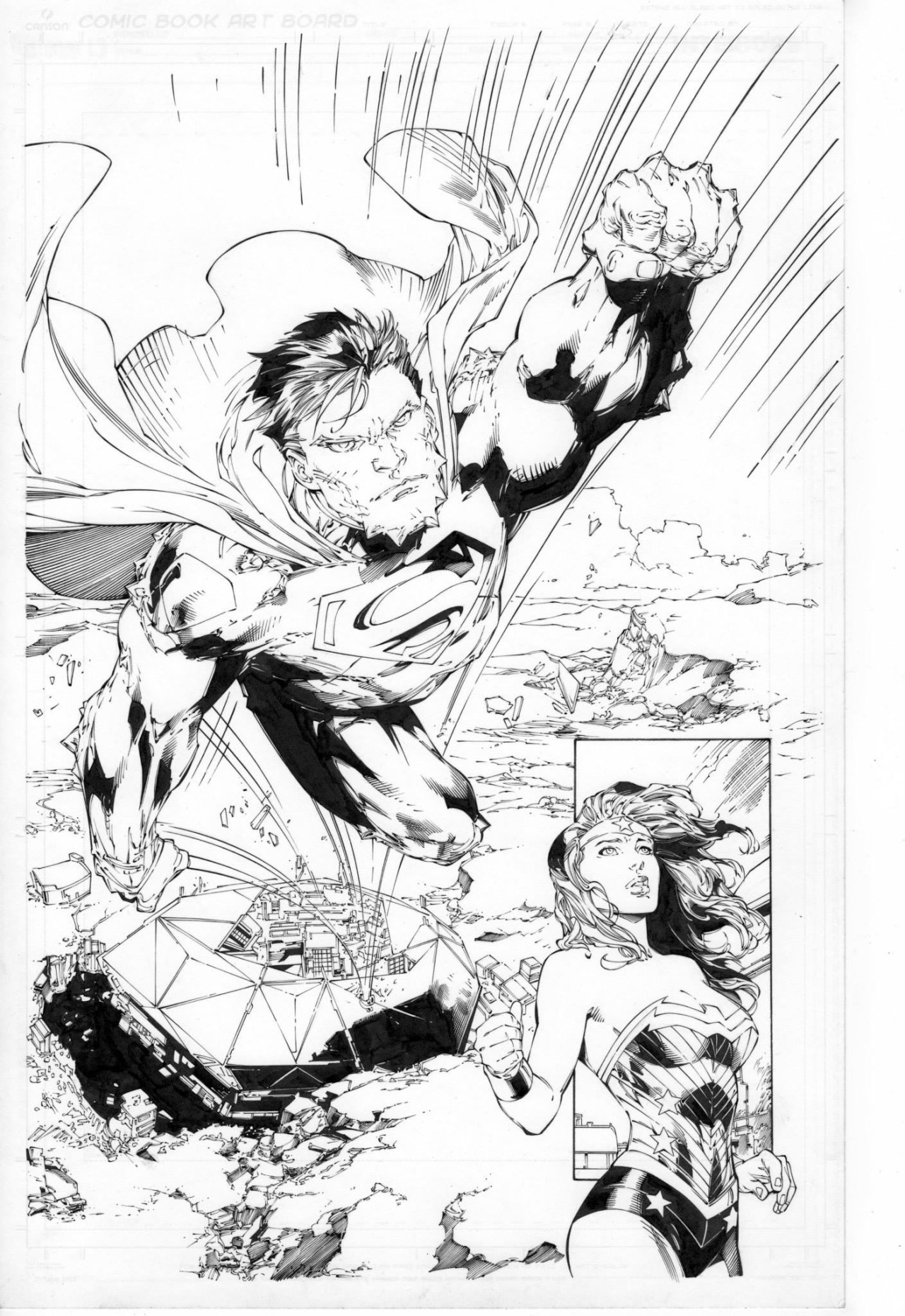 Coloriage Superman En Direction De Wonder Woman Dc Comics - Wonder woman à imprimer