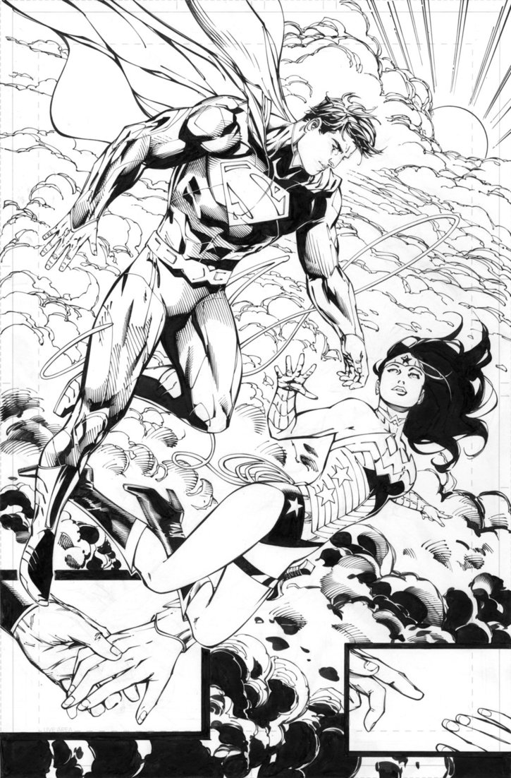 Coloriage Superman Helps Wonder Woman By Battinks Dc Comics - Wonder woman à imprimer