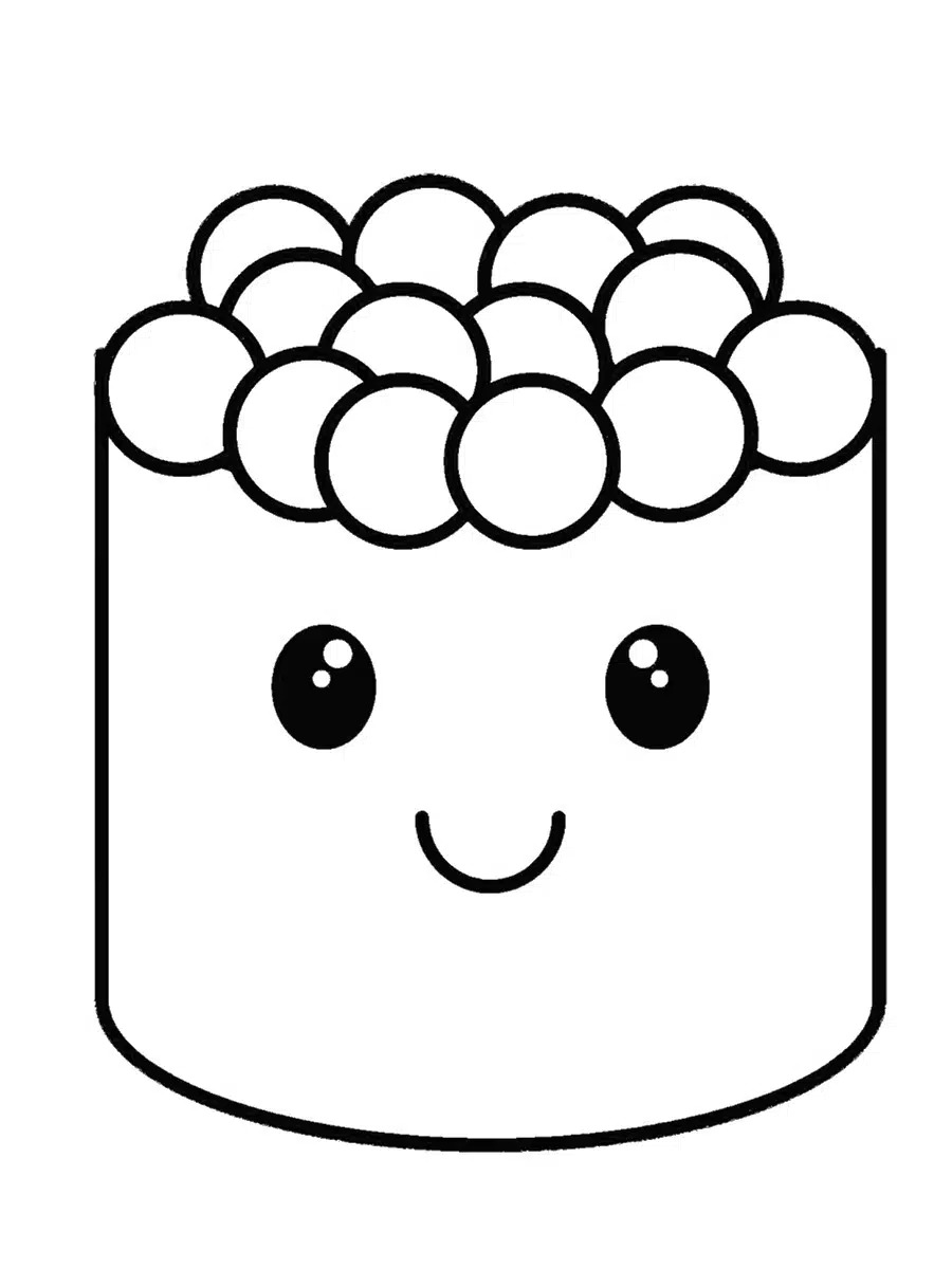 Coloriage Sushi 2 Kawaii Nourriture Maternelle - Kawaii nourriture à imprimer