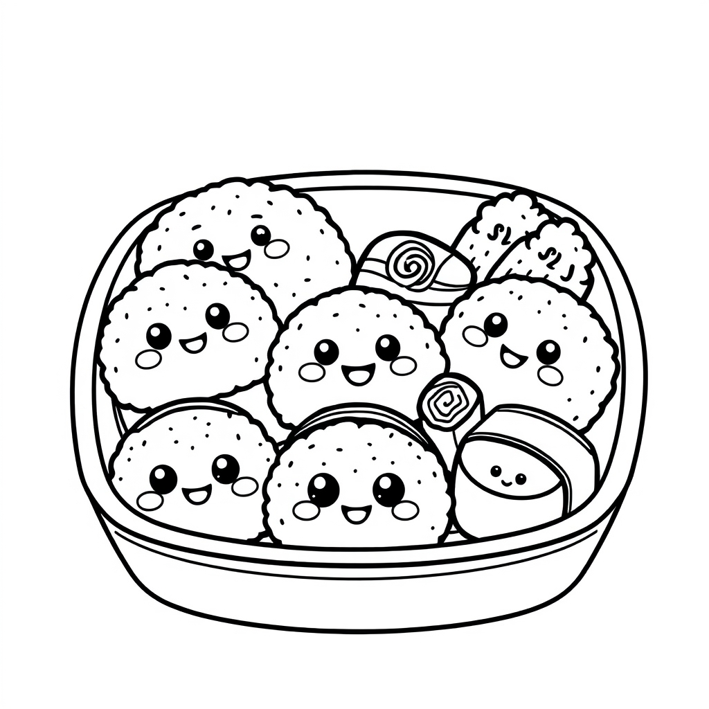 Coloriage Sushi Japonais Kawaii - Kawaii nourriture à imprimer