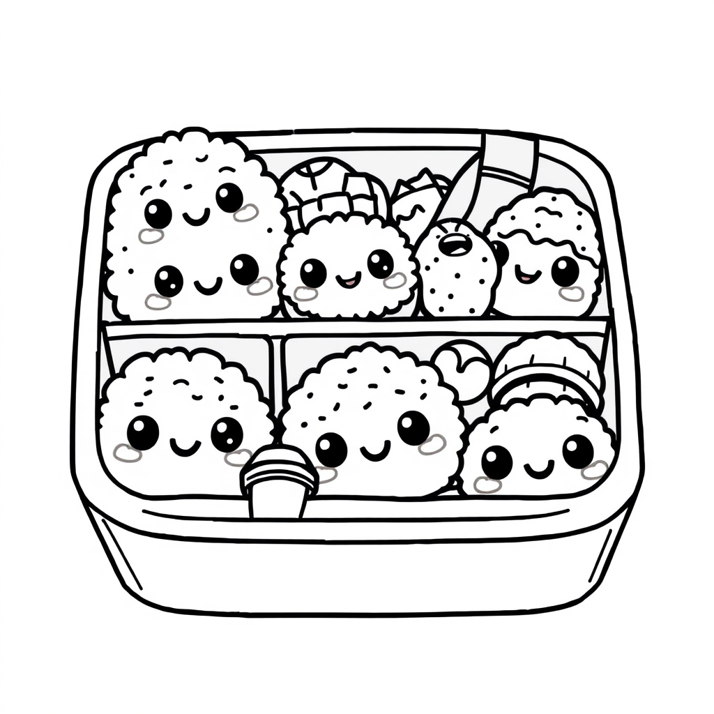 Coloriage Sushi Japonais Nourriture - Kawaii nourriture à imprimer