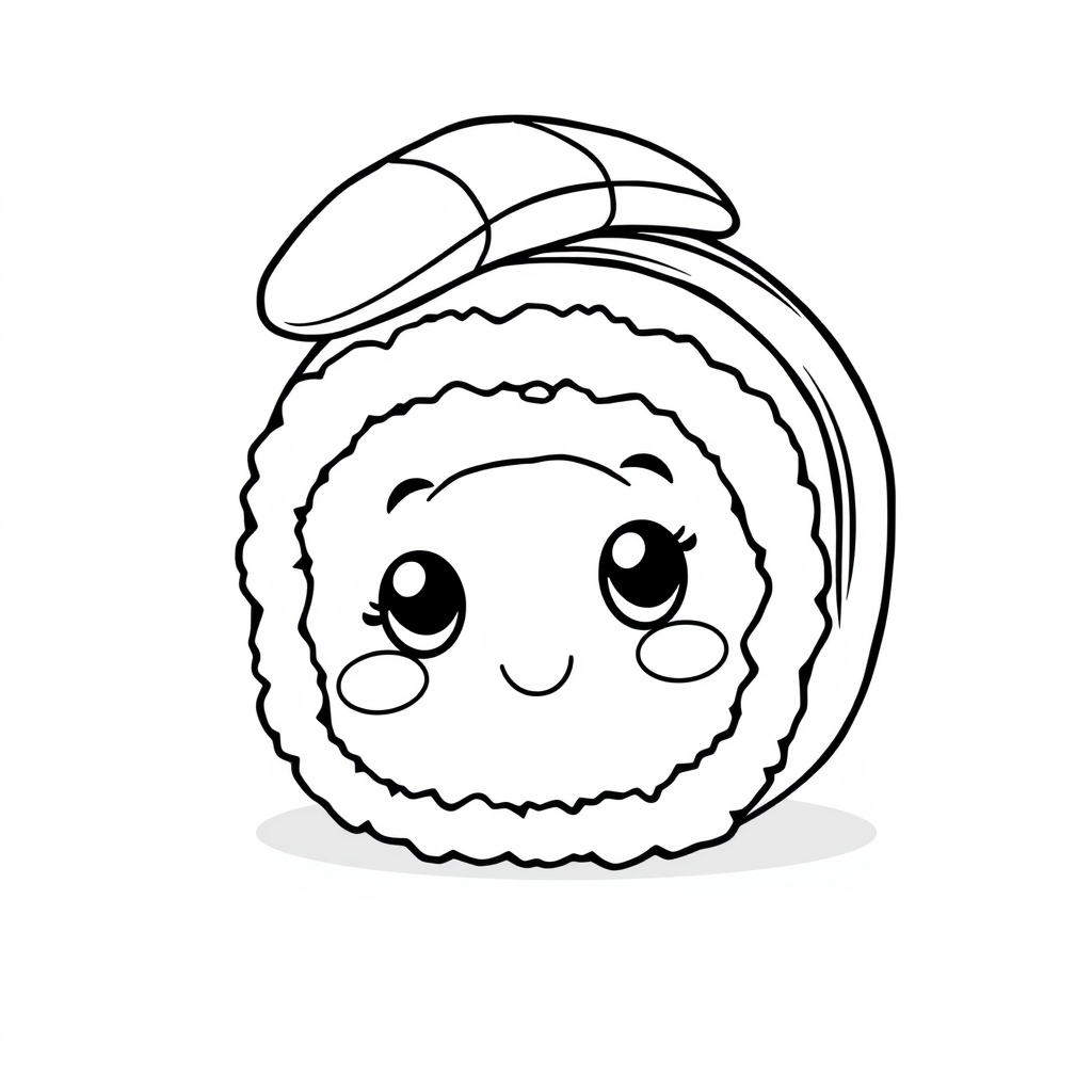 Coloriage Sushi Nourriture - Kawaii nourriture à imprimer