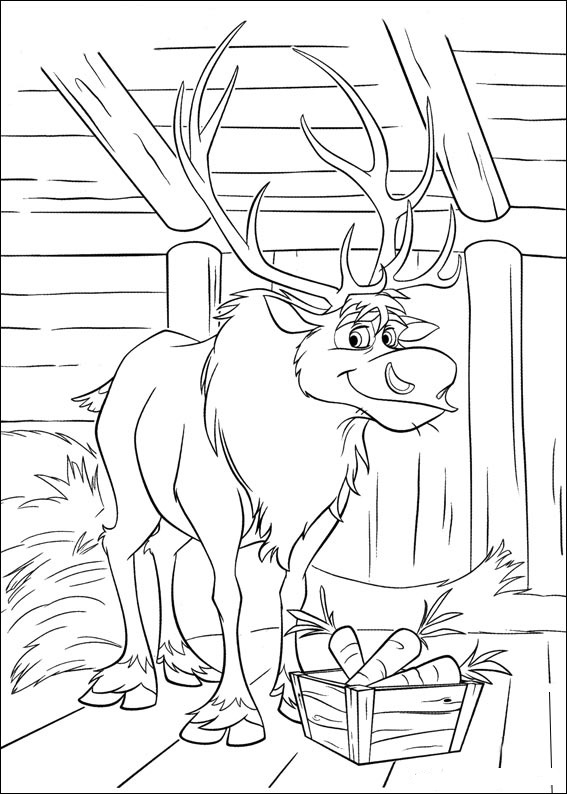 Coloriage Sven Aime Les Carottes - La Reine des neiges à imprimer