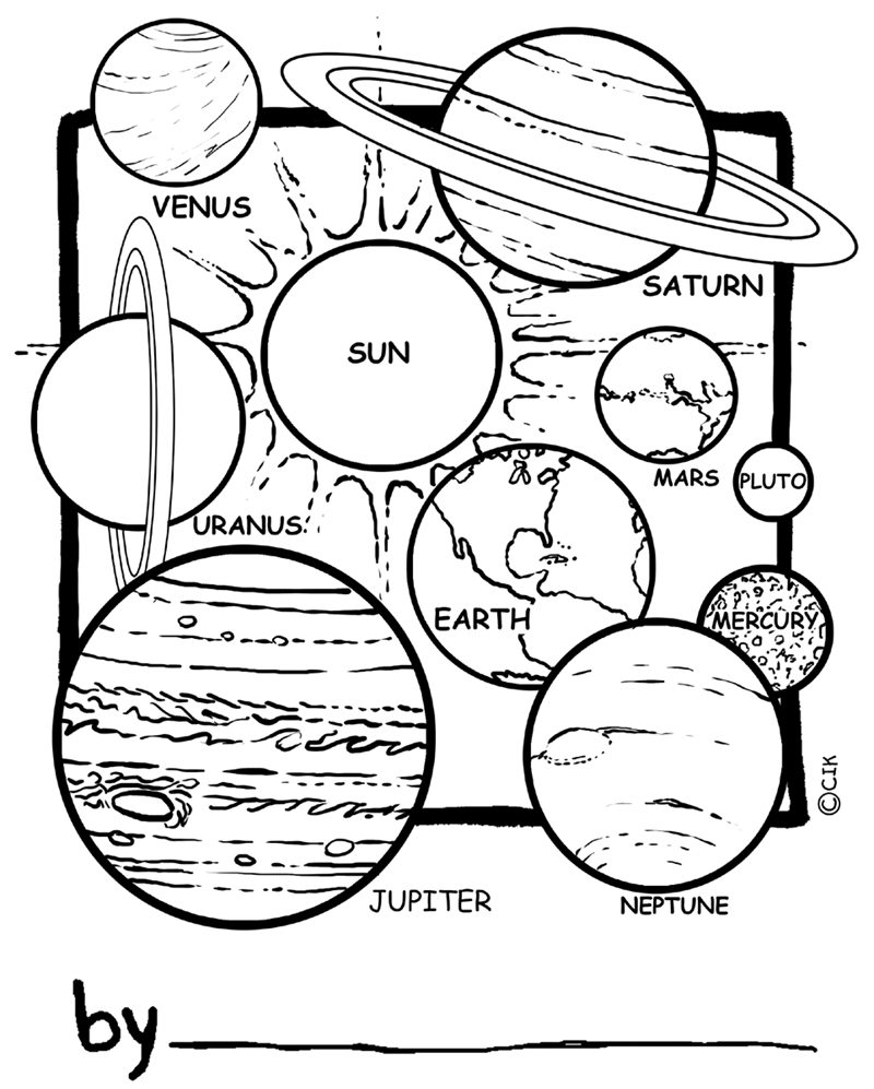 Coloriage Systeme Solaire Soleil Venus Uranus Jupiter Neptune Mars - Planète à imprimer