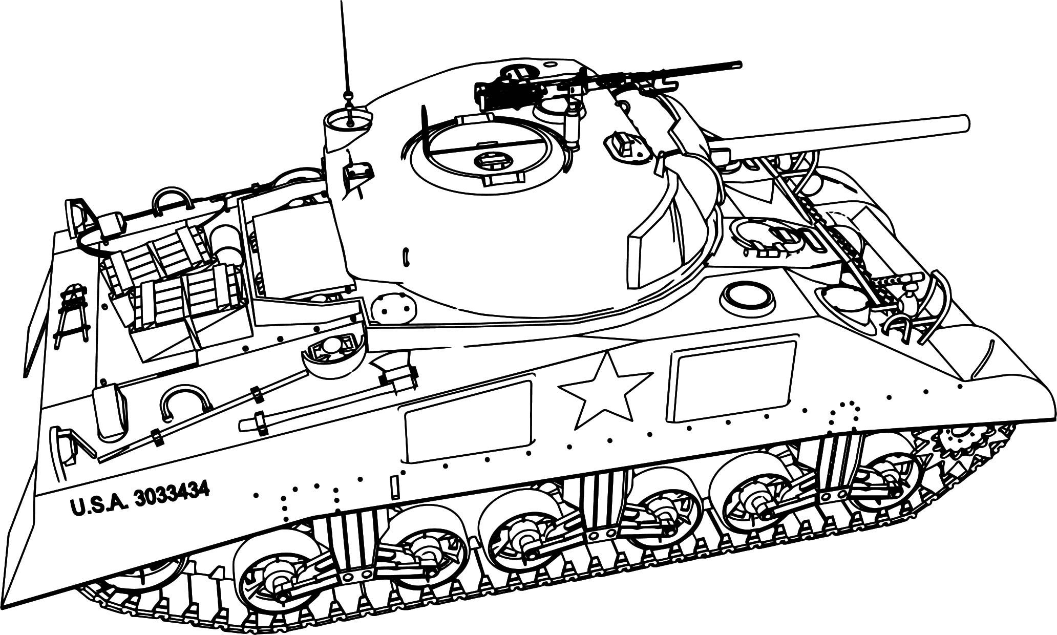 Coloriage Tank Char Dassault Armee Américaine Usa - Militaire à imprimer