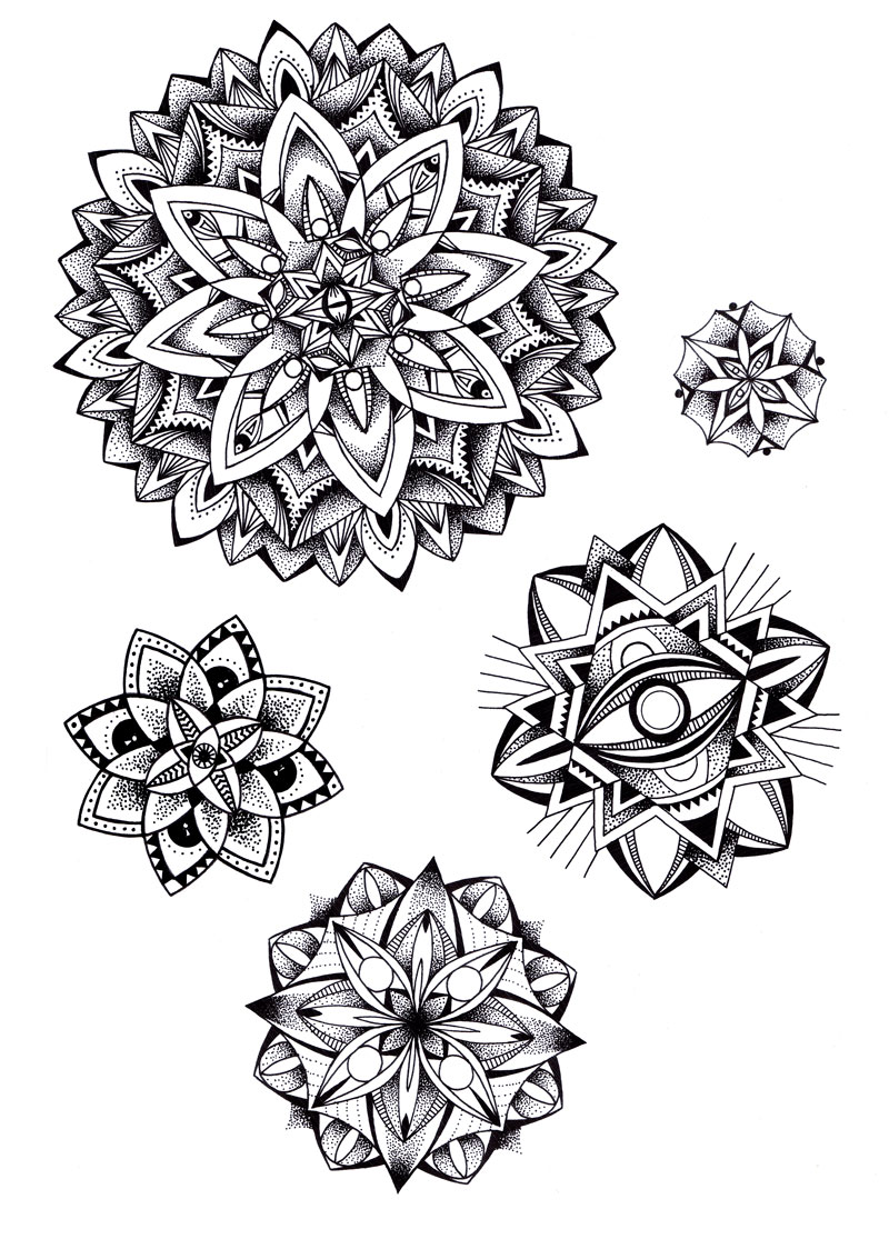 Coloriage Tatouage Mandala Adulte Roses - Adulte à imprimer