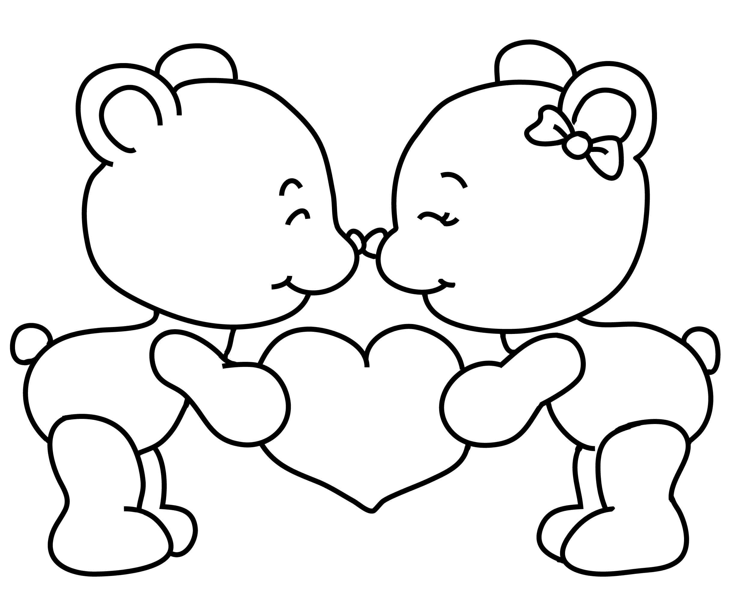 Coloriage Teddy Nounours St Valentin Amoureux - Saint-Valentin à imprimer