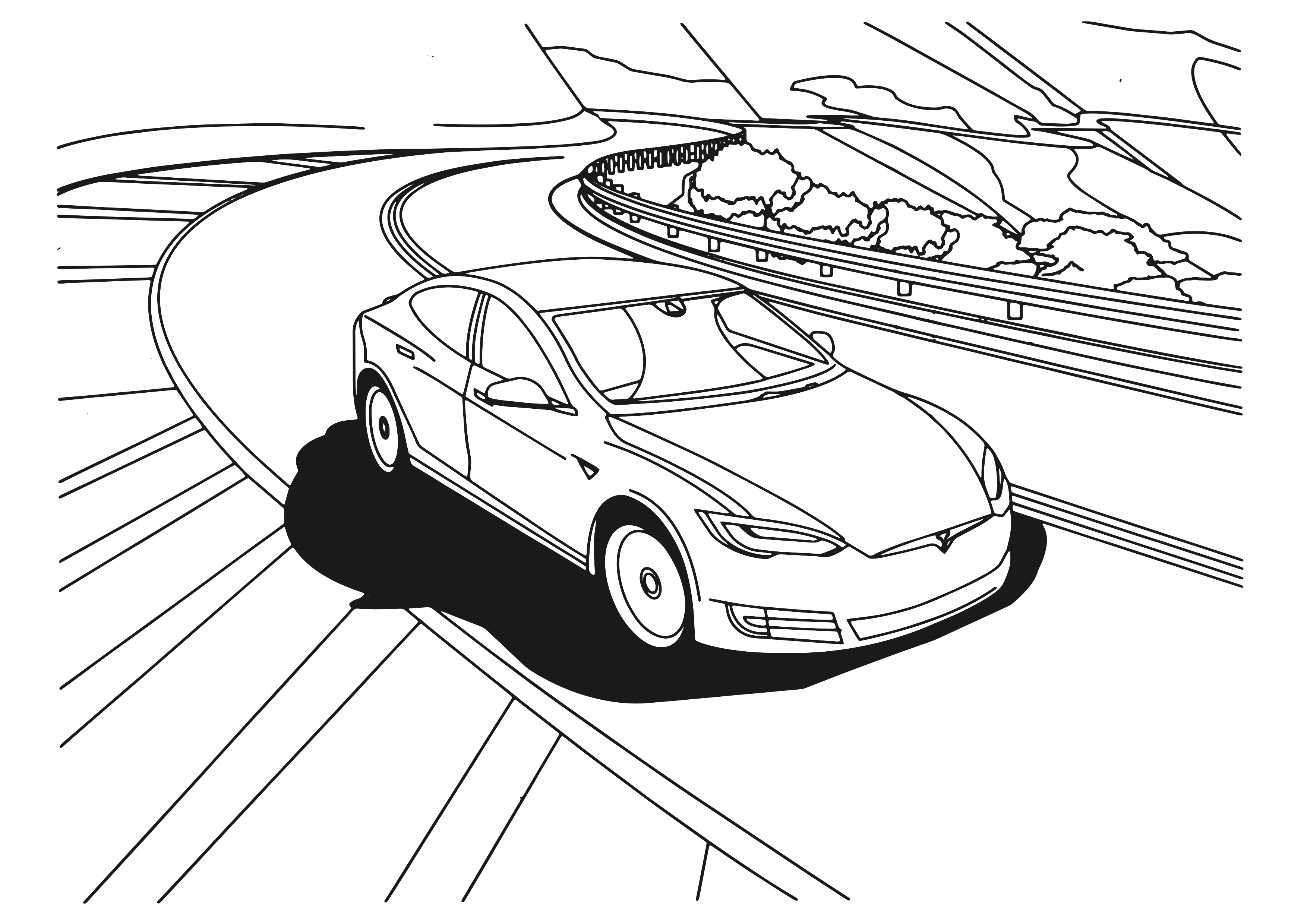Coloriage Tesla Model 3 Voiture Electrique - Voiture à imprimer