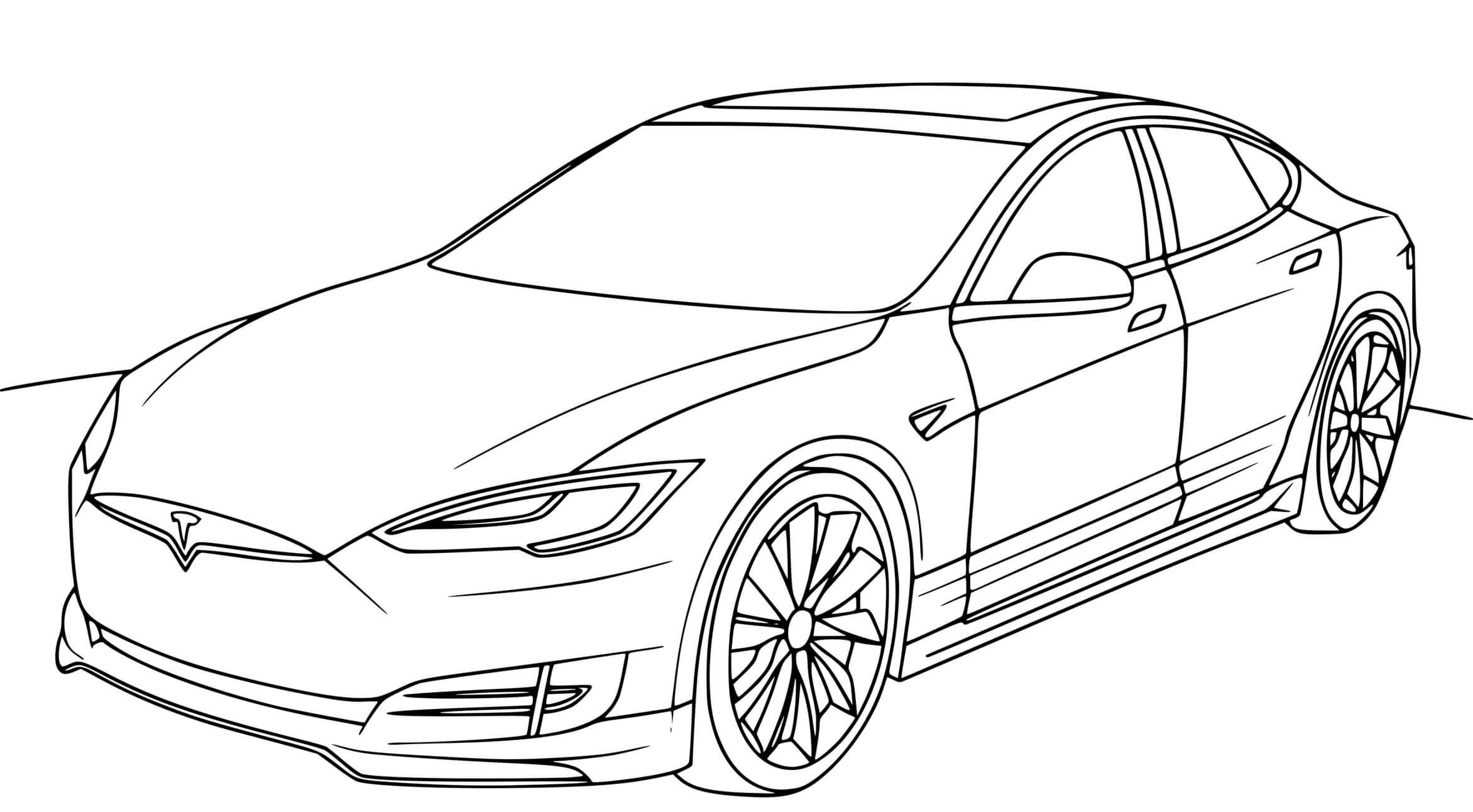 Coloriage Tesla Model S - Voiture à imprimer