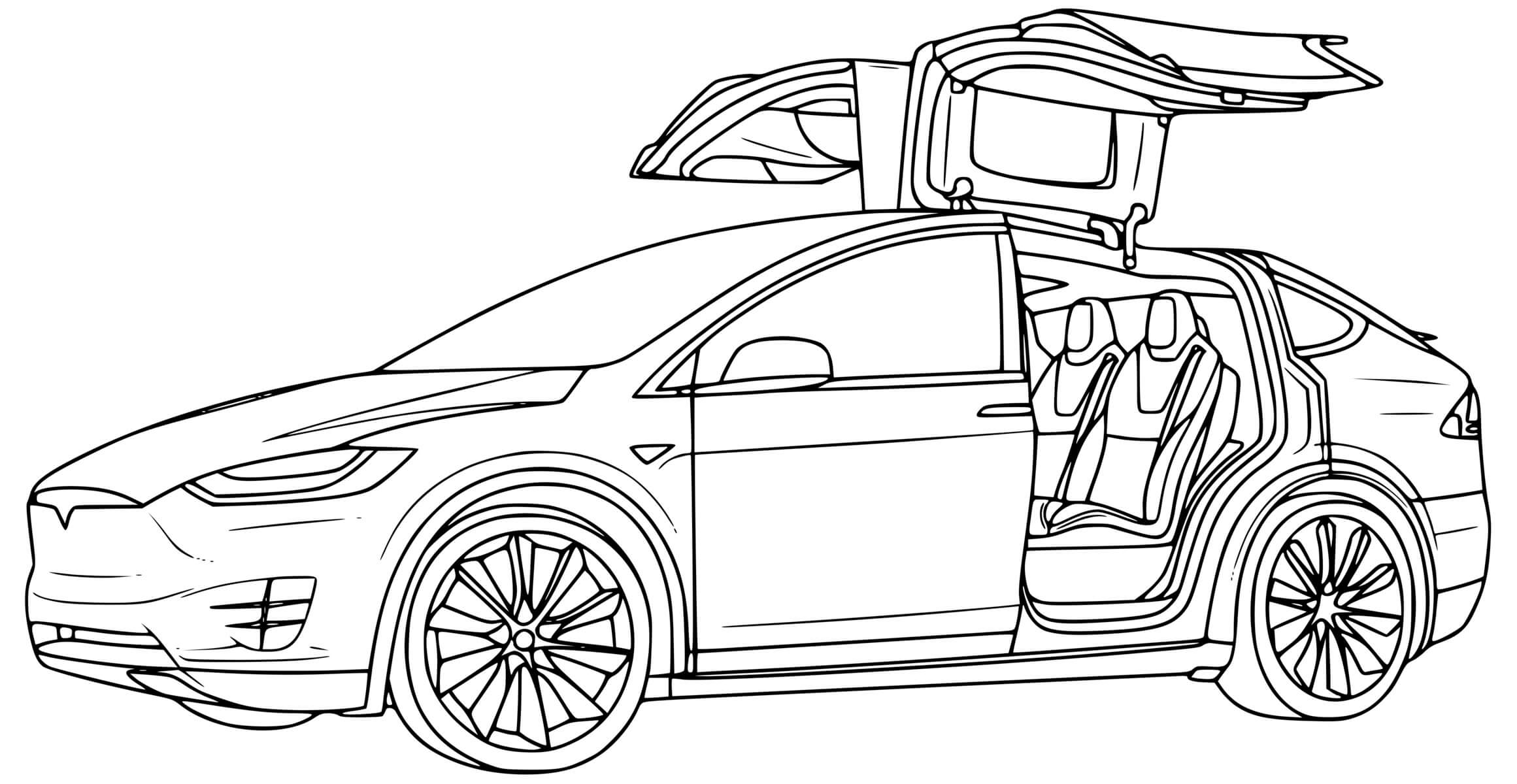 Coloriage Tesla Model X - Voiture à imprimer