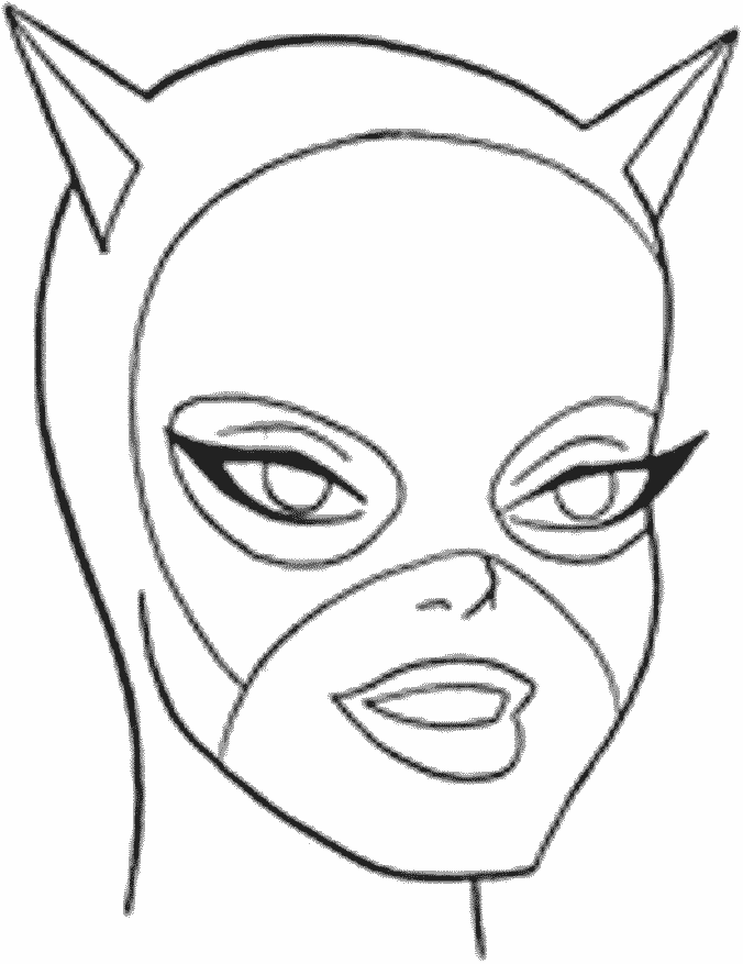 Coloriage Tête De Catwoman - Batman à imprimer