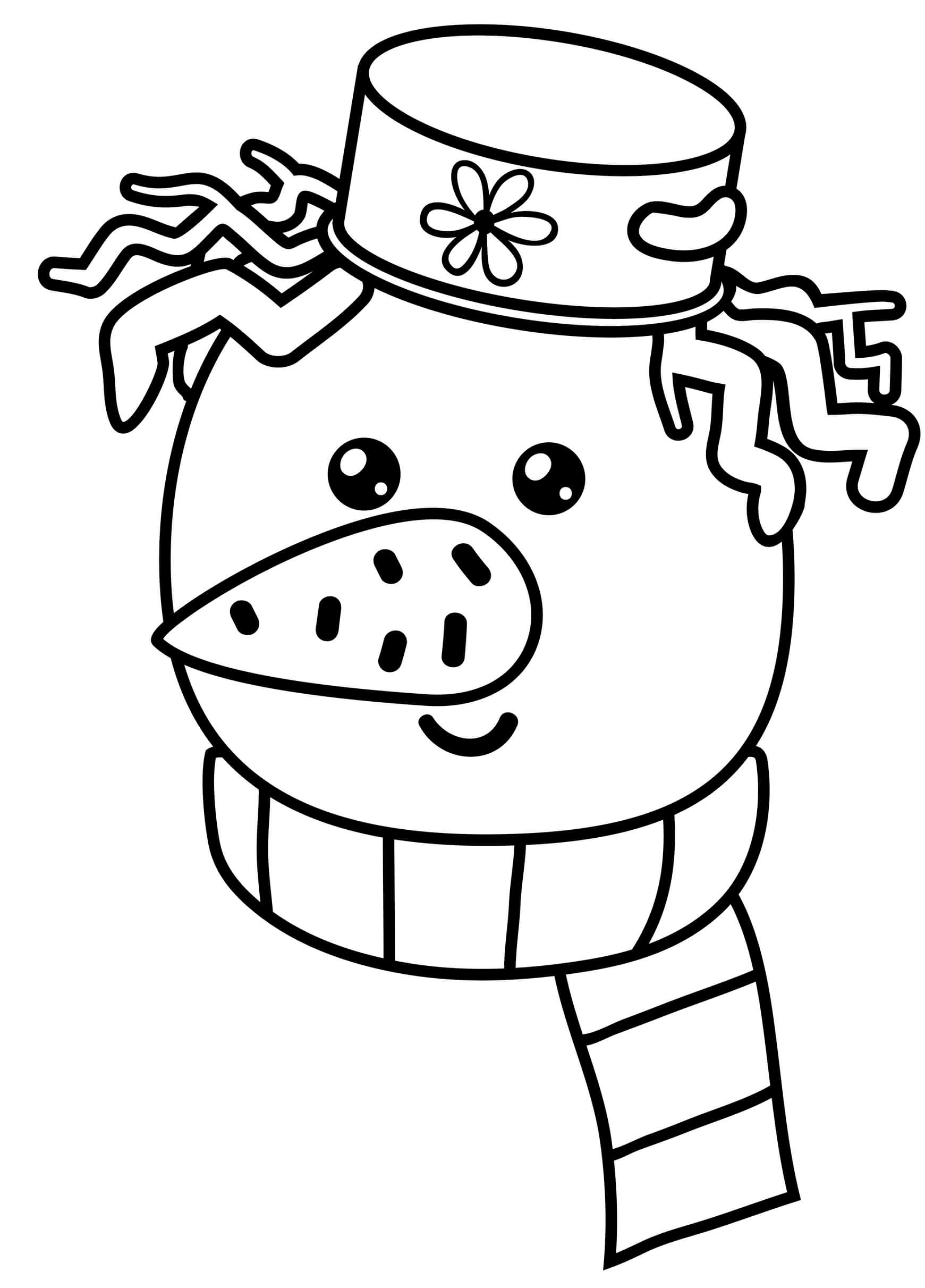 Coloriage Tête De Bonhomme De Neige Avecchapeau Et Foulard - Bonhomme de neige à imprimer
