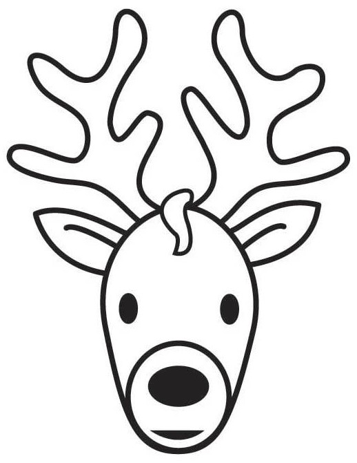 Coloriage Tête de Cerf Simple Et Facile - Cerf biche faon à imprimer