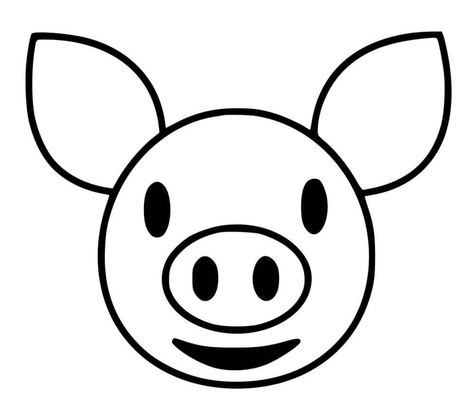 Coloriage Tête De Cochon Facile - Cochon à imprimer