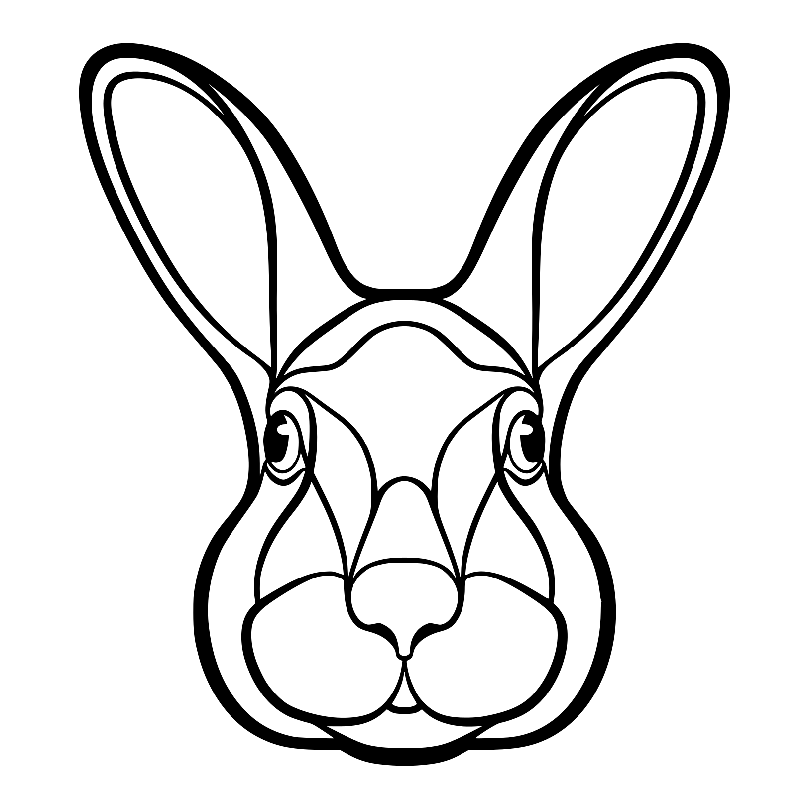 Coloriage Tête De Lapin Lievre Isole Réaliste - Lapin à imprimer