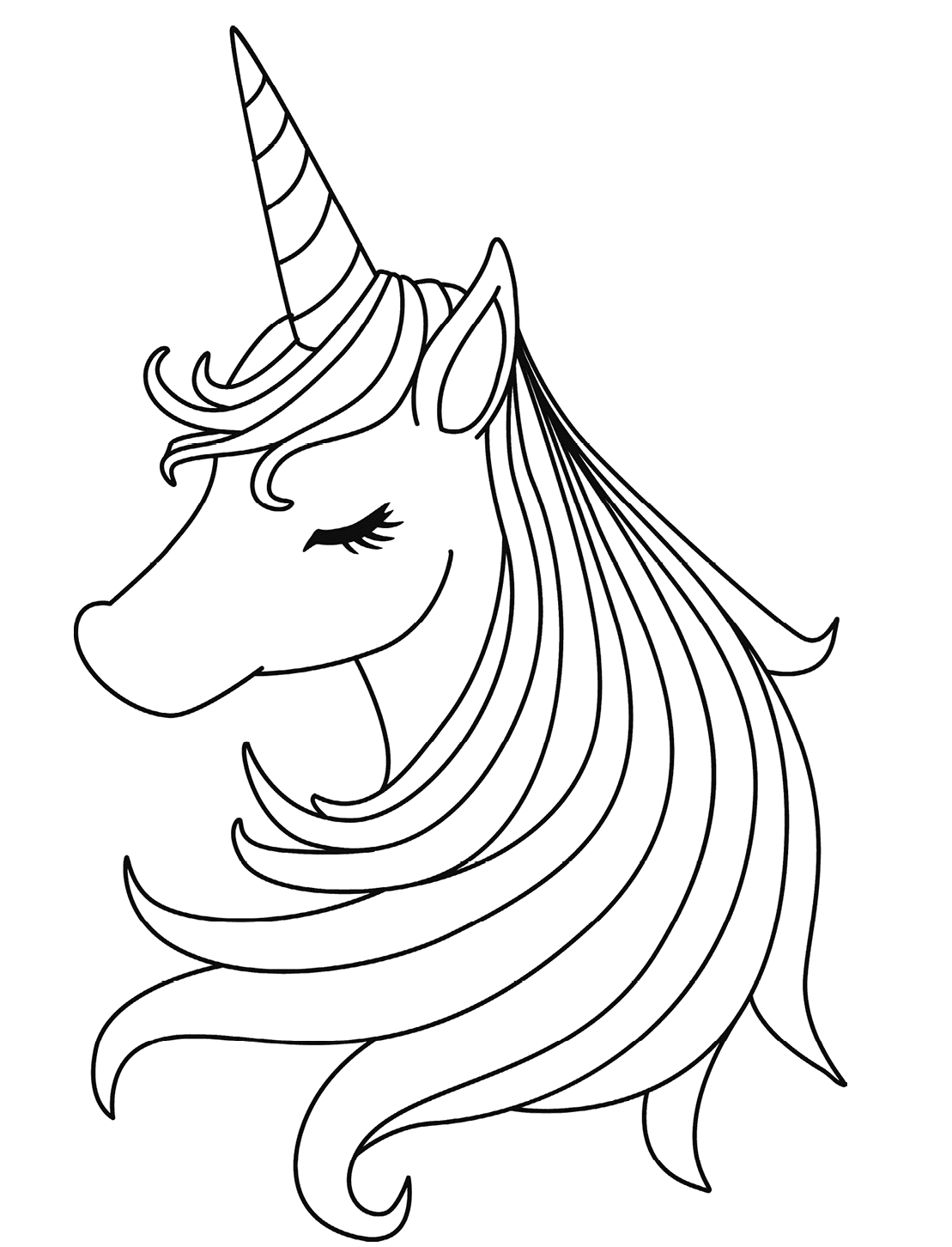 Coloriage Tête De Licorne Fille - Licorne à imprimer