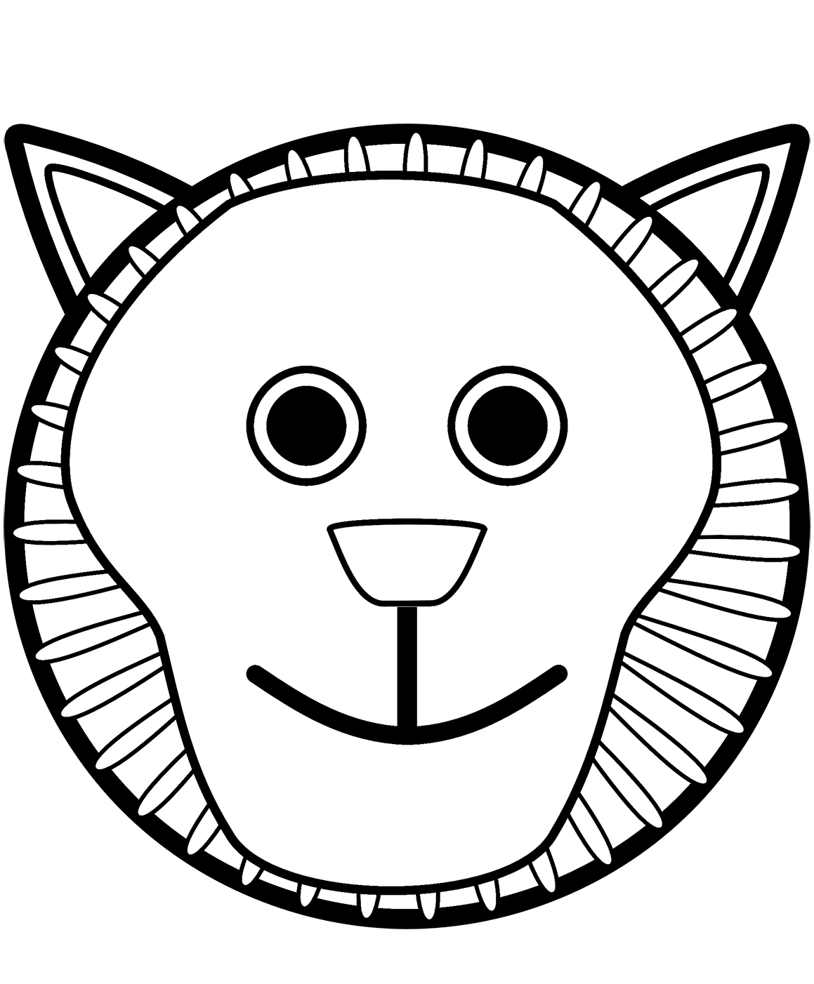 Coloriage Tête De Lion Mask Visage - Lion à imprimer