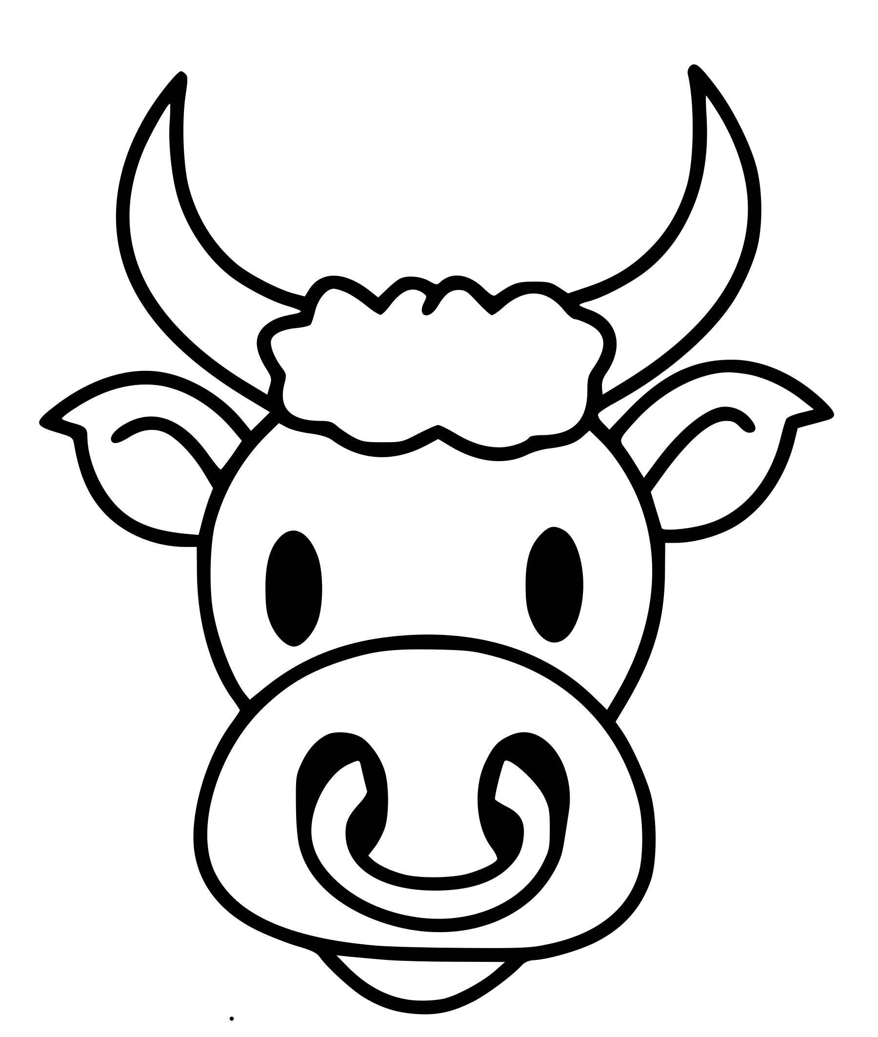 Coloriage Tête De Taureau Souriant - Vache à imprimer