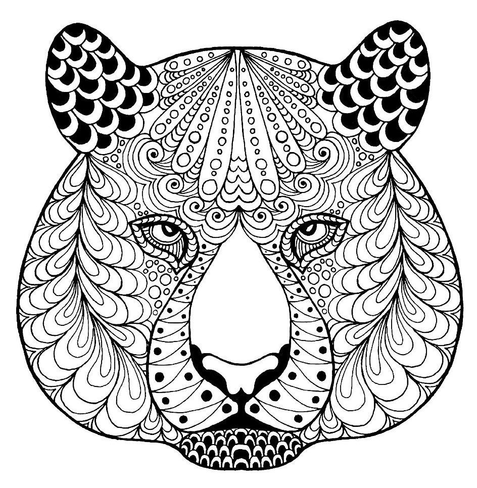 Coloriage Tête De Tigre Zentangle Avec Motifs - Tigre à imprimer