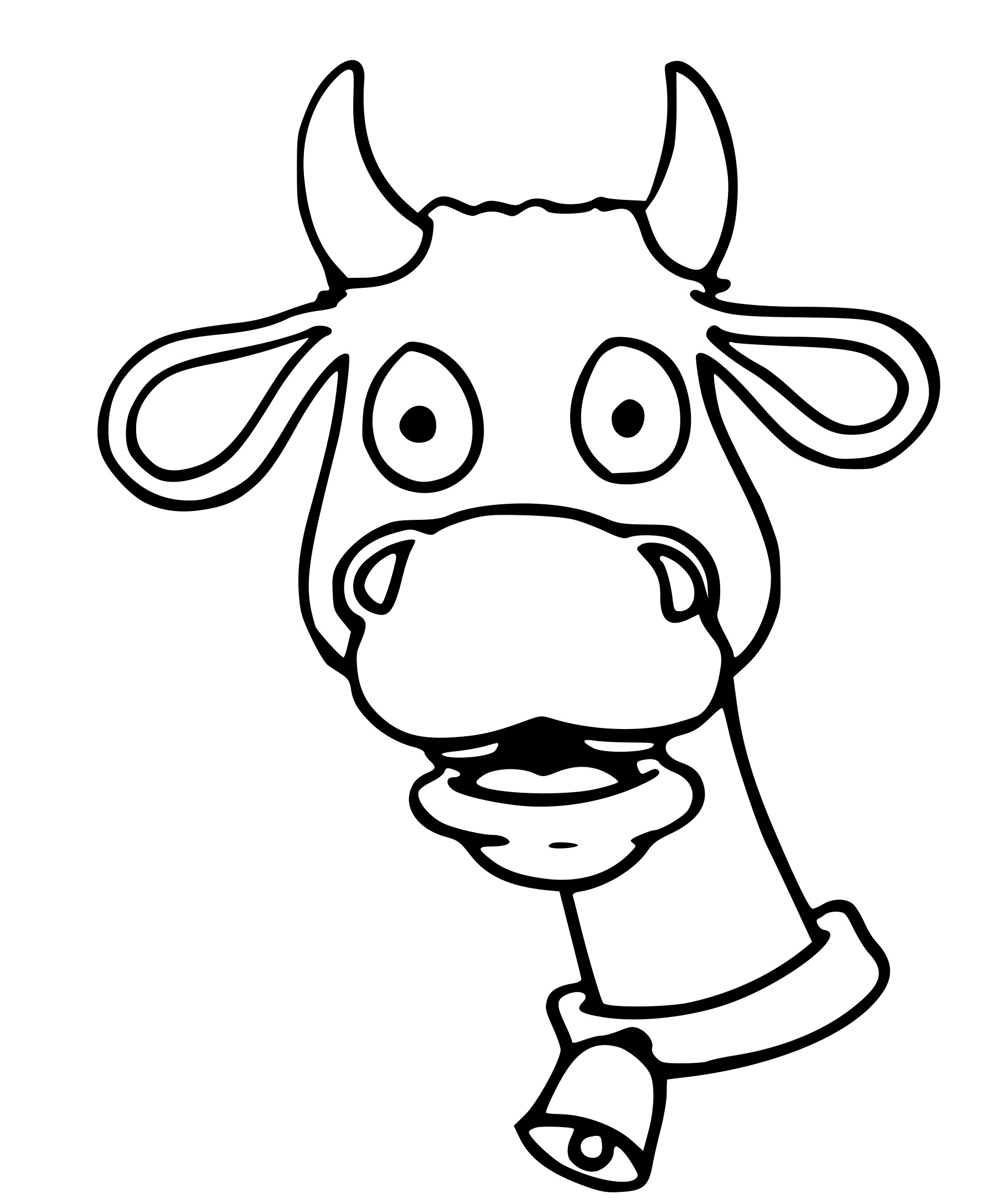 Coloriage Tête De Vache Avec Une Cloche - Vache à imprimer