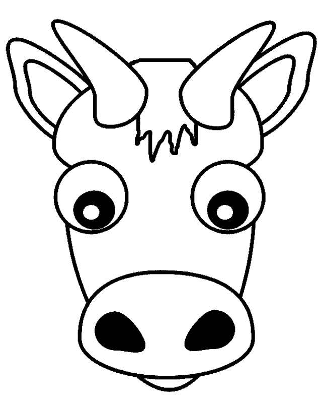 Coloriage Tête De Vache - Animaux à imprimer