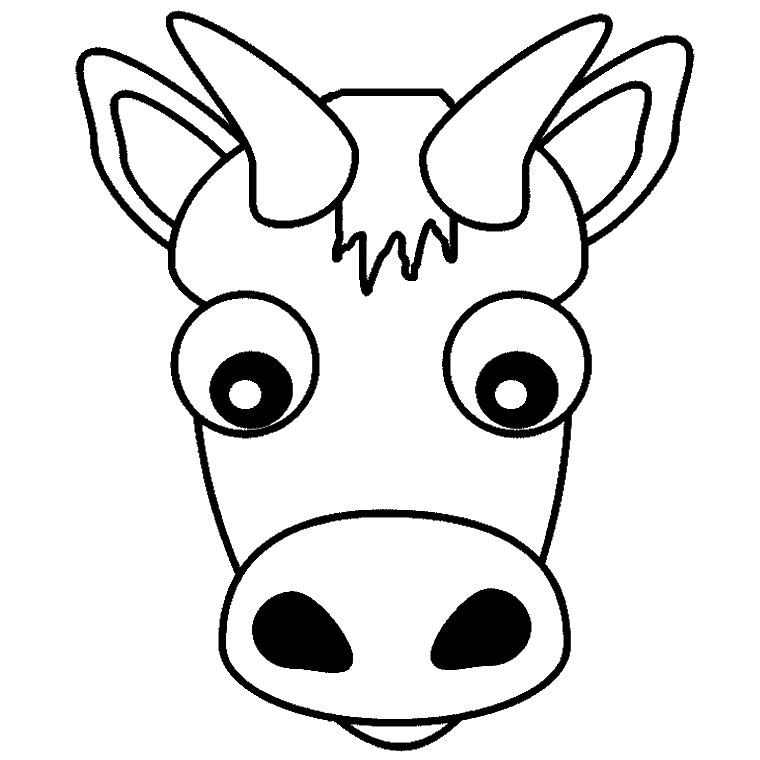 Coloriage Tête De Vache - Animaux à imprimer