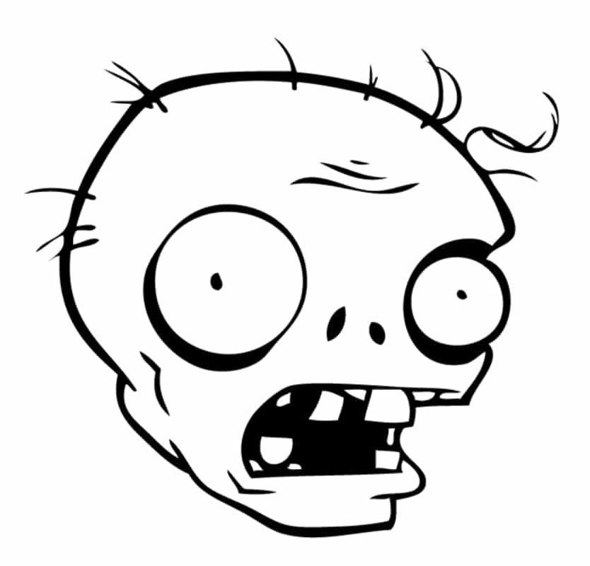 Coloriage Tête De Zombie Du Jeu Plantszombie - Zombie à imprimer