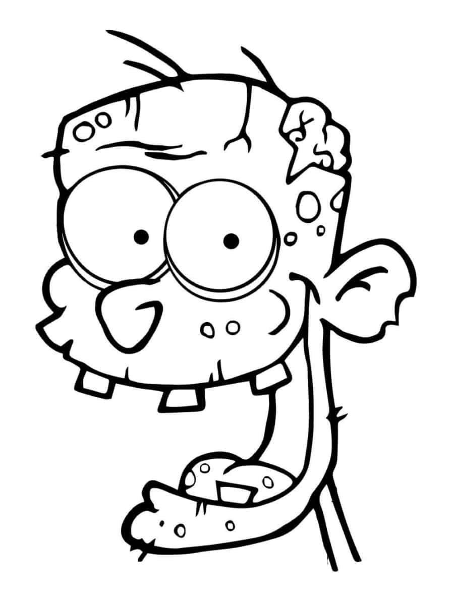 Coloriage Tête De Zombie Heureux - Zombie à imprimer