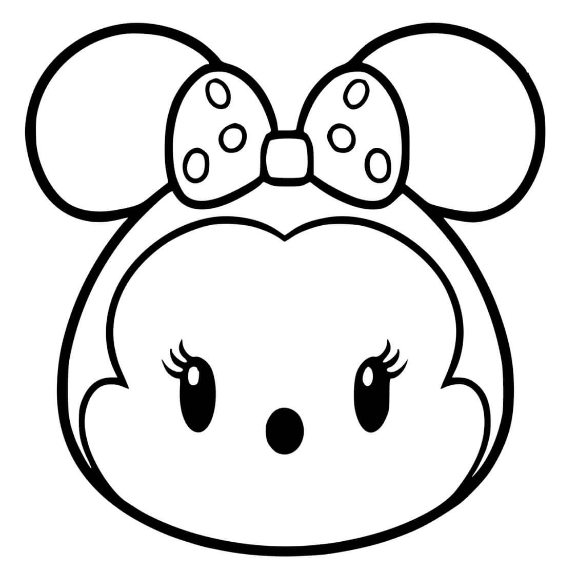 Coloriage Tête Kawaii De Minnie Mouse - Alphabet disney à imprimer