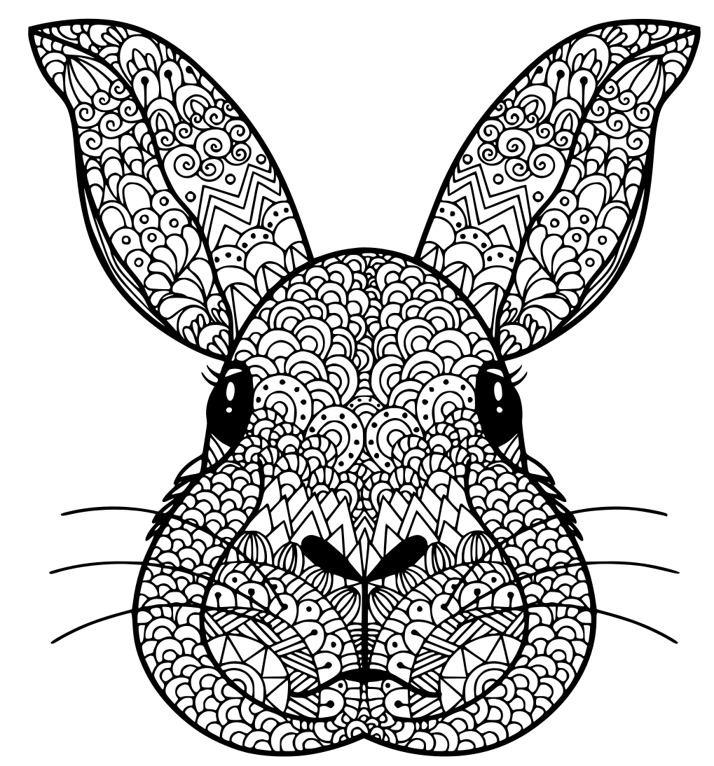 Coloriage Tête Lapin Manda - Lapin à imprimer