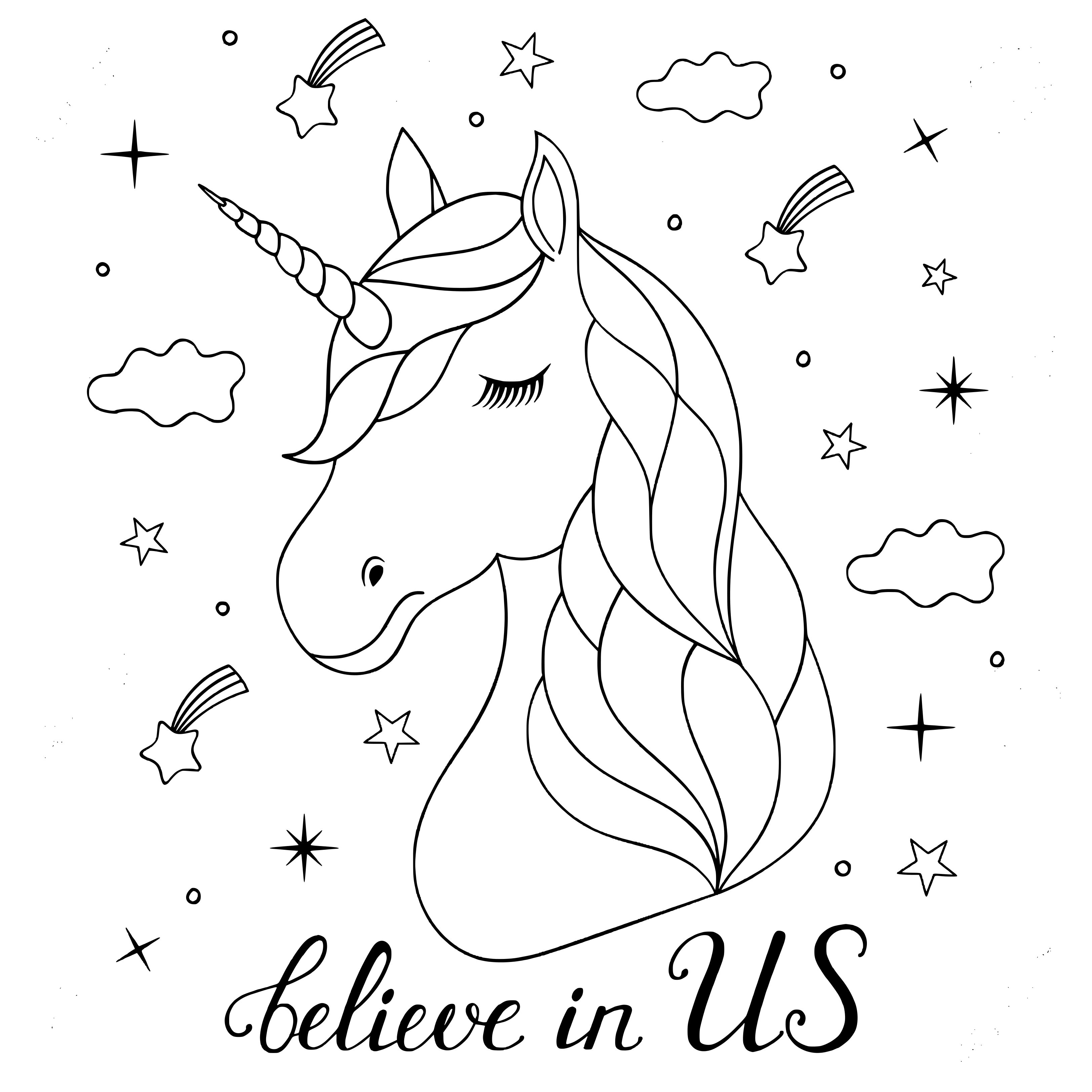 Coloriage Tête Licorne Croire En Soi - Licorne à imprimer