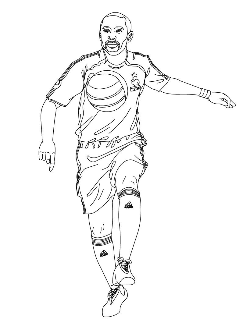 Coloriage Thierry Henry Joueur De Foot France - Foot à imprimer