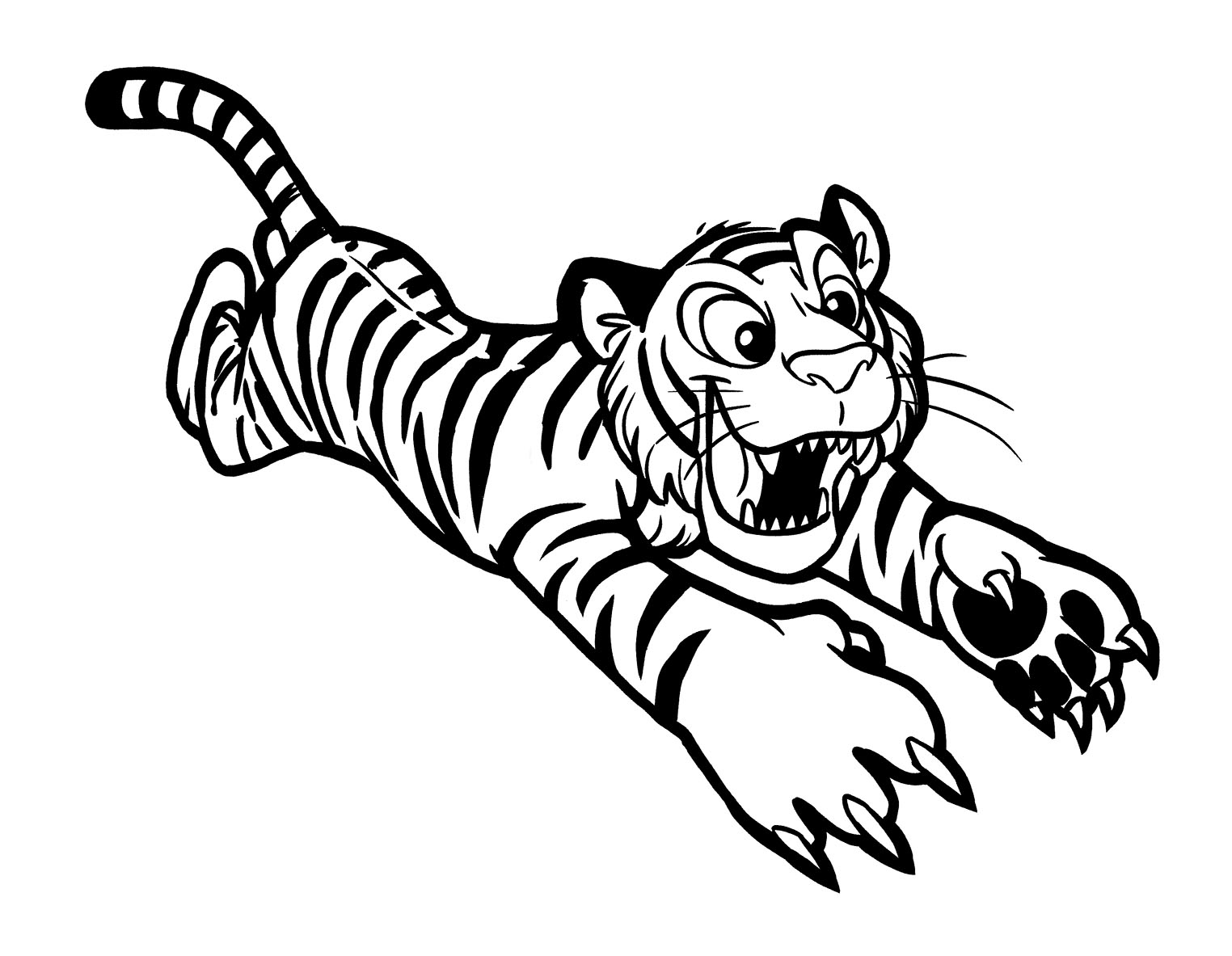 Coloriage Tigre En Plein Action Pour Attraper Sa Proie - Tigre à imprimer