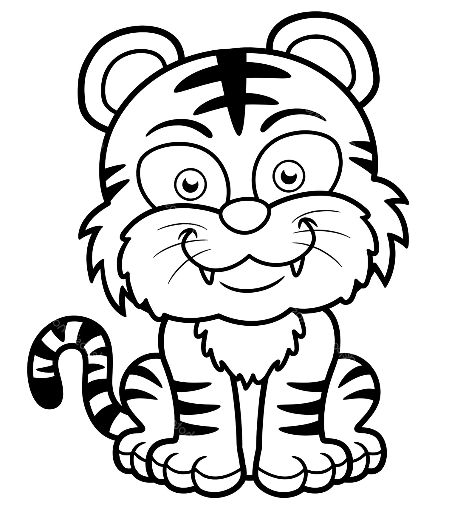 Coloriage Tigre Enfants Facile Maternelle - Tigre à imprimer