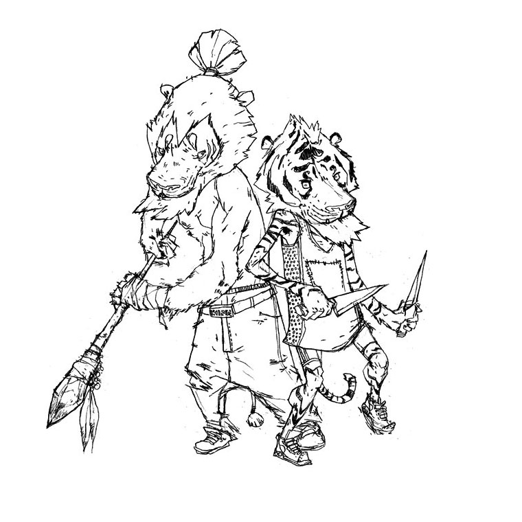 Coloriage Tigre Et Lion - Animaux à imprimer