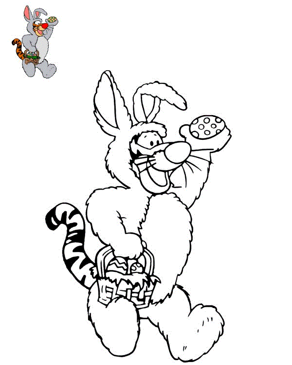 Coloriage Tigrou Lapin Pâques Disney - Pâques Disney à imprimer